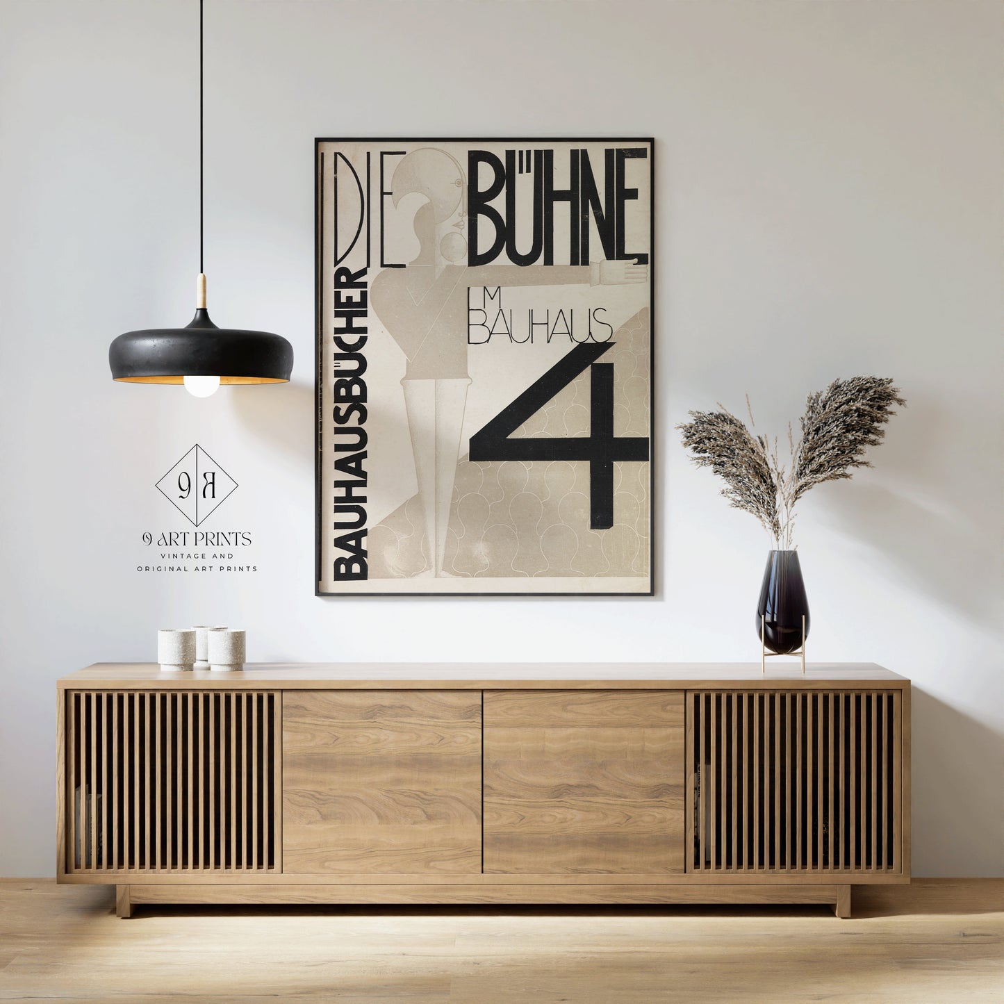 Framed Bauhaus Vintage Die Buhne Poster Mid-Century Modern Art Print 60s Vintage Museum Minimalist Abstract Ready to hang Framed Decor Gift