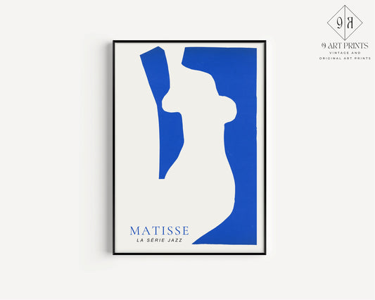 Framed Henri Matisse JAZZ Blue White Papier Decoupes Famous Painting Art Print Retro Vintage Museum Poster Ready to Hang Home Office Decor
