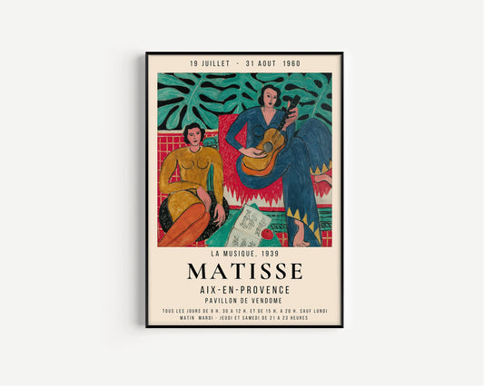 Framed Vintage Henri Matisse La Musique Classic Famous Painting Art Print Exhibition Museum Poster Ready to Hang Home Office Decor Gift Idea