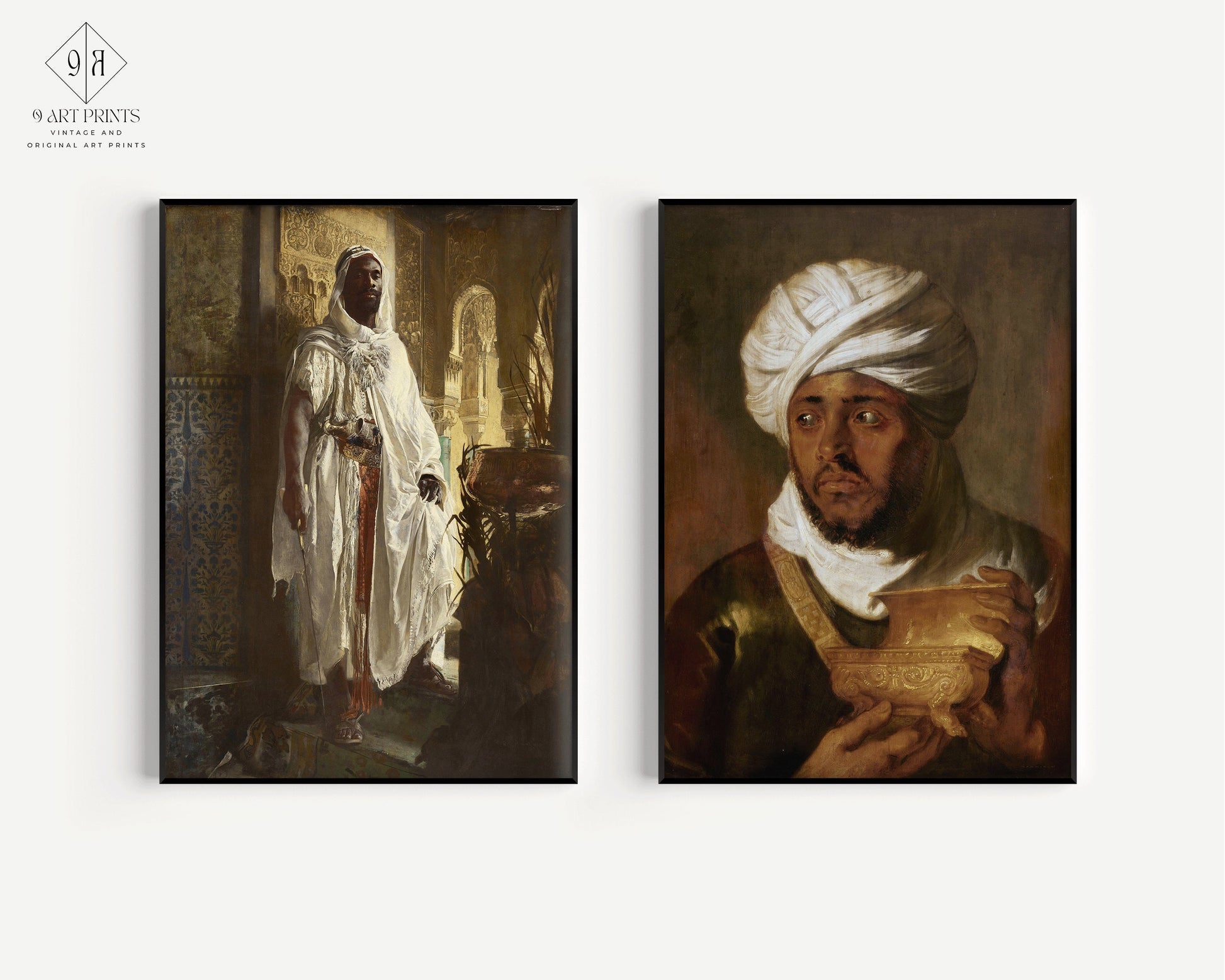 Set of 2 The Moorish Chief King Rubens Charlemont Vintage Museum Exhibition Poster Famous Classic Framed Ready to Hang Home Office Decor