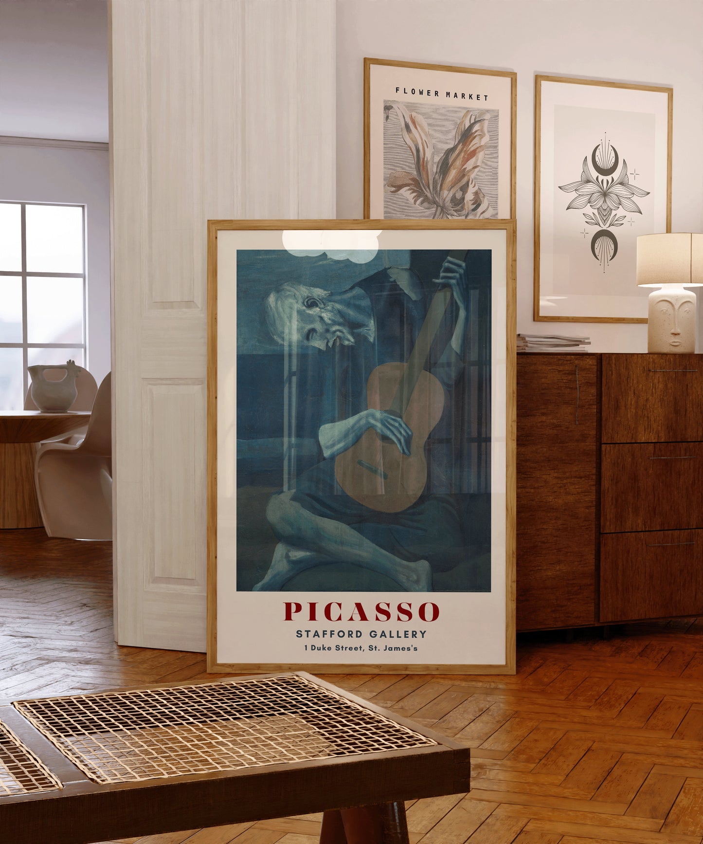 Framed Picasso The Old Guitarist Famous Painting Art Print Exhibition Museum Poster Ready to Hang Home Office Decor Gift Idea Blue Period