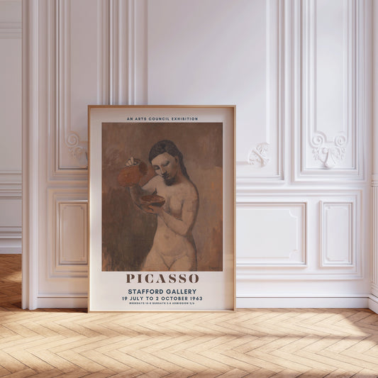 Framed Picasso Nude with a Jug Brown Famous Painting Wall Art Print Exhibition Museum Poster Ready to Hang Home Office Decor Gift Idea