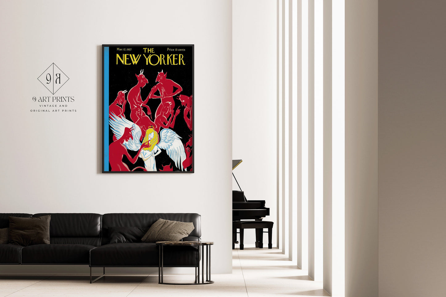 Framed New Yorker Cover Vintage Magazine Black RED Issue March 1927 Poster Portrait Modern Gallery Framed Ready to Hang Home Office Decor