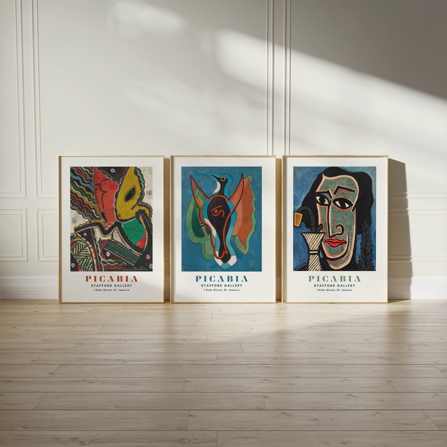 Set of 3 Francis Picabia Abstract Colorful Exhibition Modern Print Vintage Museum Eclectic Posters Ready to hang Framed Home Office Decor