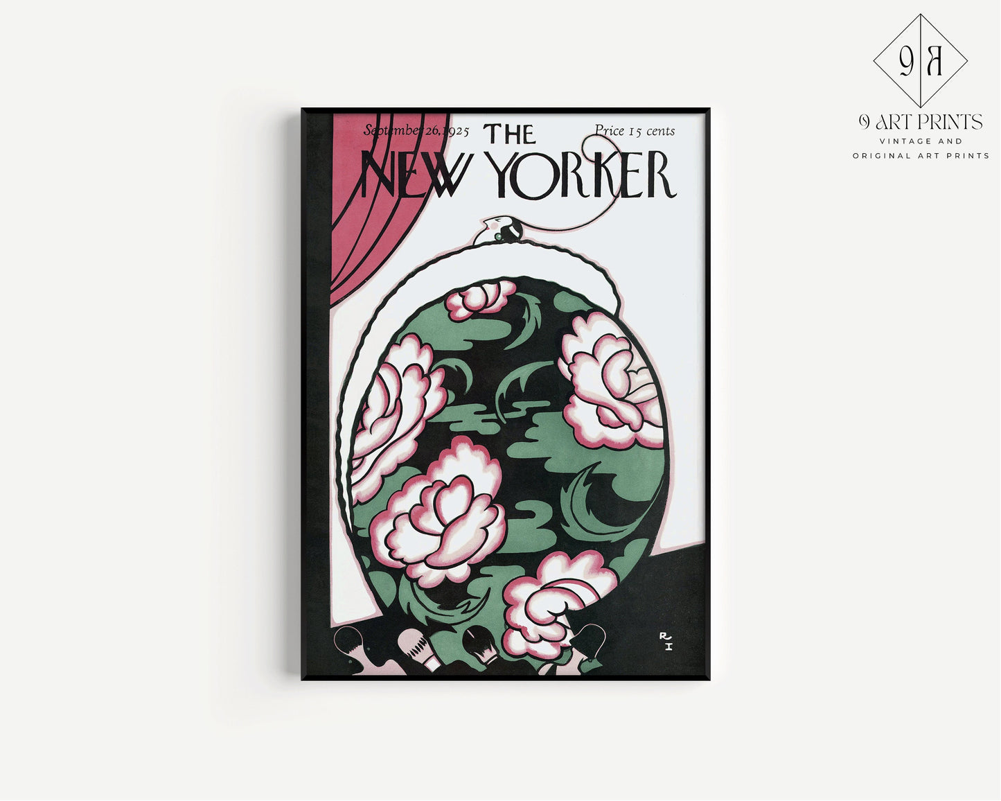 Framed New Yorker Cover Vintage Magazine Green Issue Sept 1925 Poster Portrait Modern Gallery Framed Ready to Hang Home Office Decor