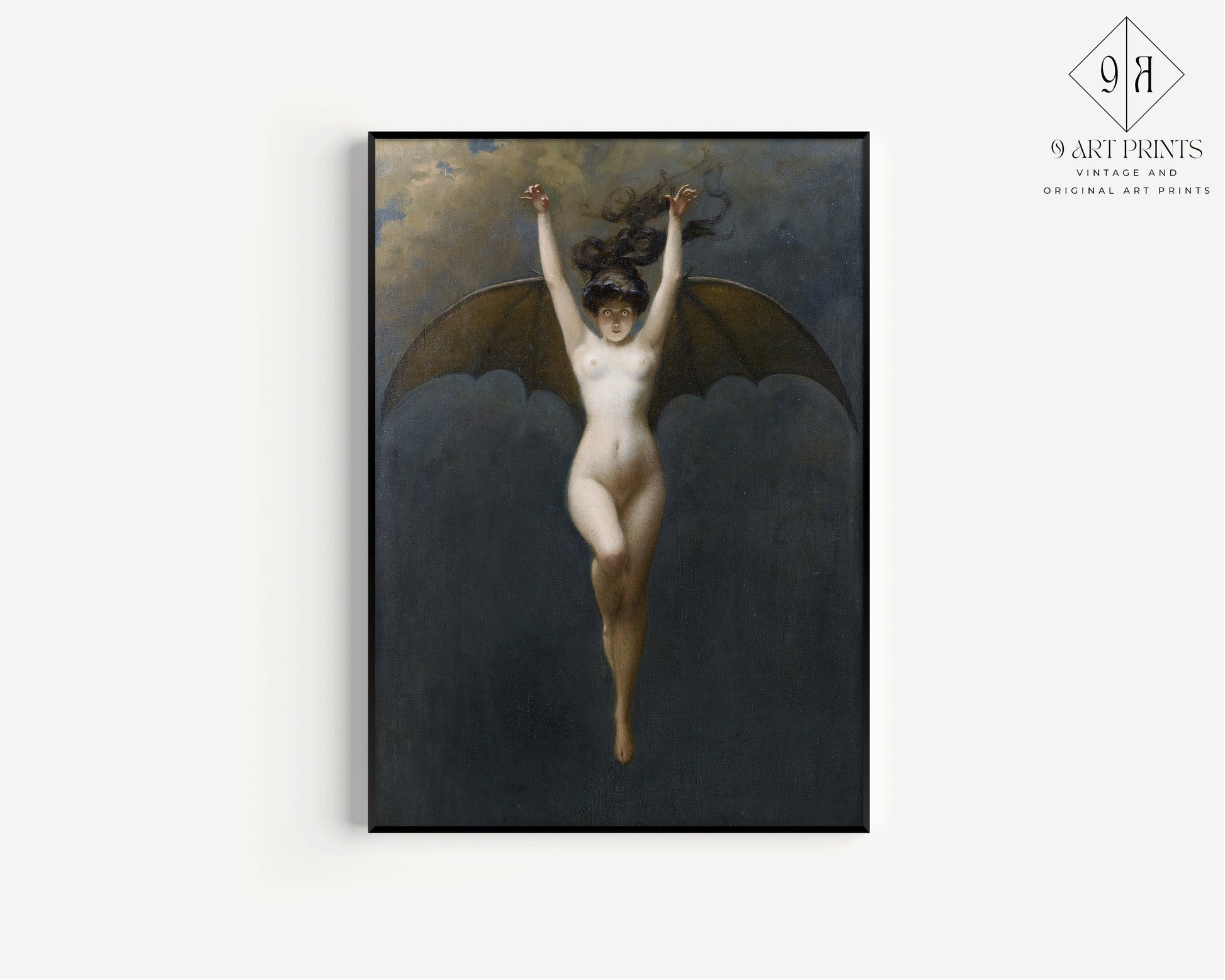 The Bat Woman Pénot Dark Gothic Surreal Art Famous Mexican Iconic Painting Vintage Ready to hang Framed Home Office Decor Print Gift Idea