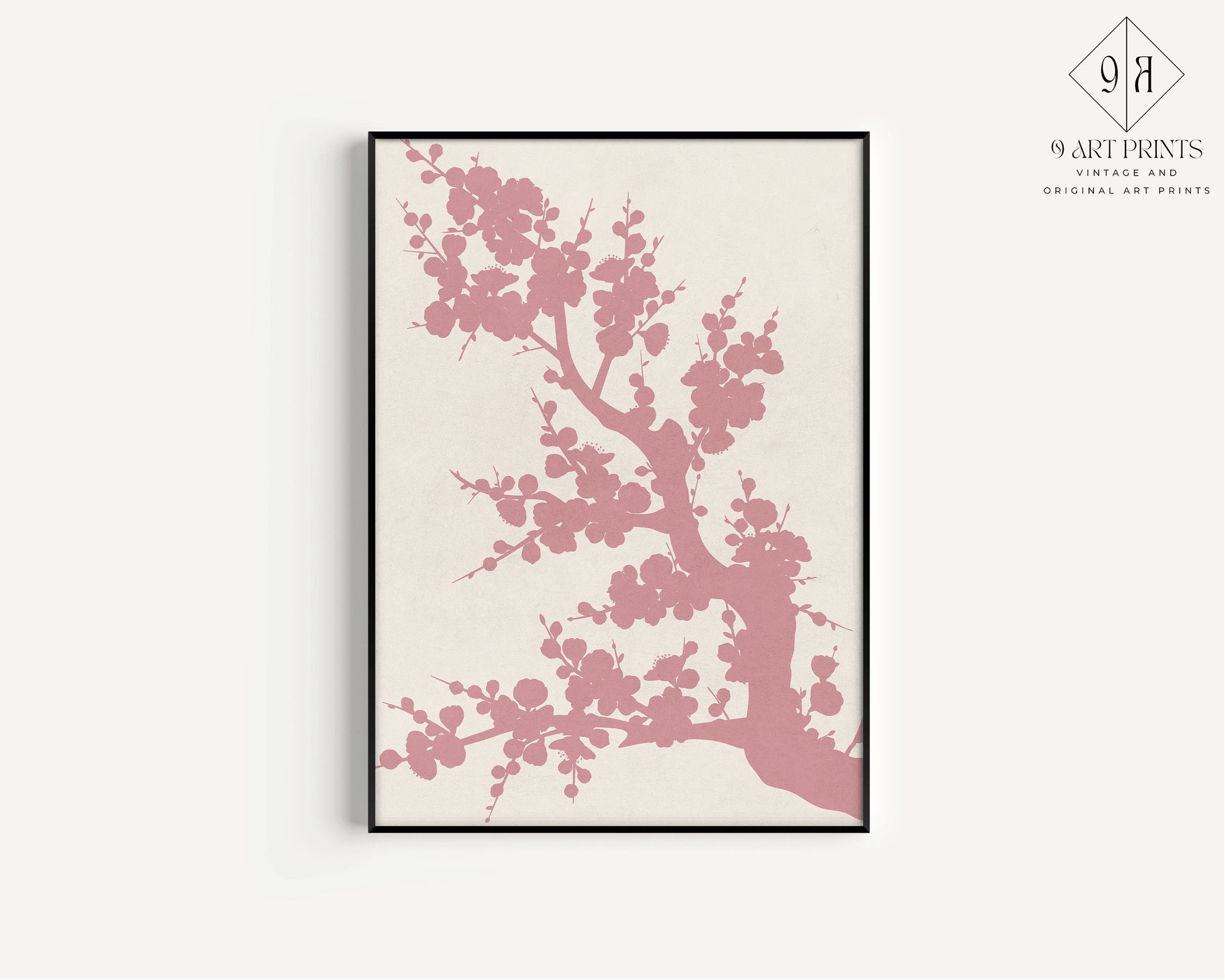 Framed White Pink Japanese Pattern Print Sakura Exhibition Poster Cherry Blossom Set Japanese Minimalism Ready to hang Home Office Decor