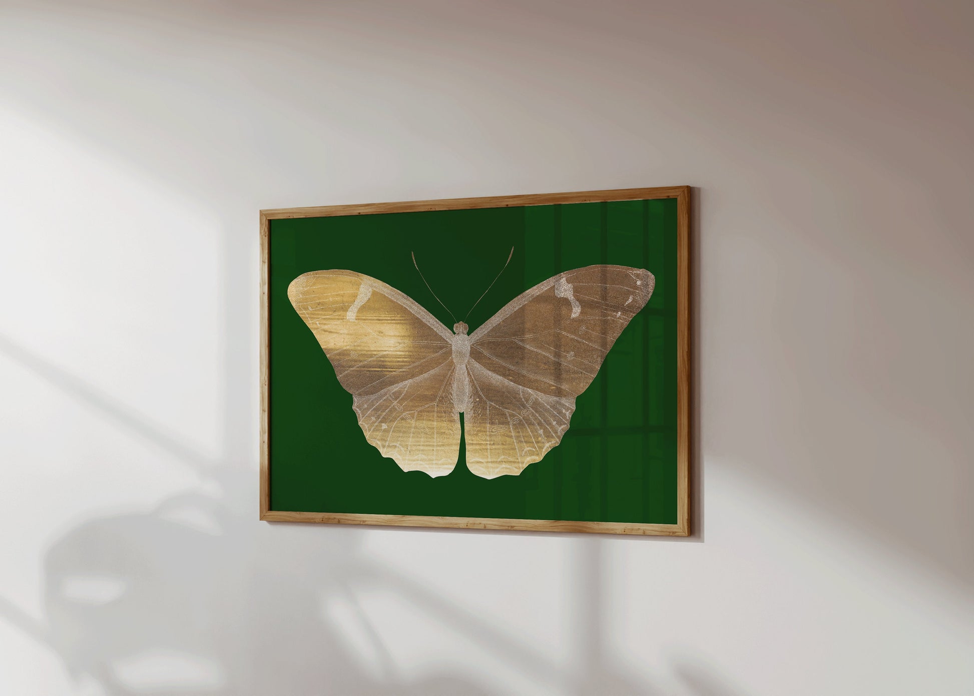 Set of 2 Vintage Gold Butterfly Art Print Emerald Green Dark Academia Style Aesthetic Art Print Home Office Decor Ready to hang Framed Gift