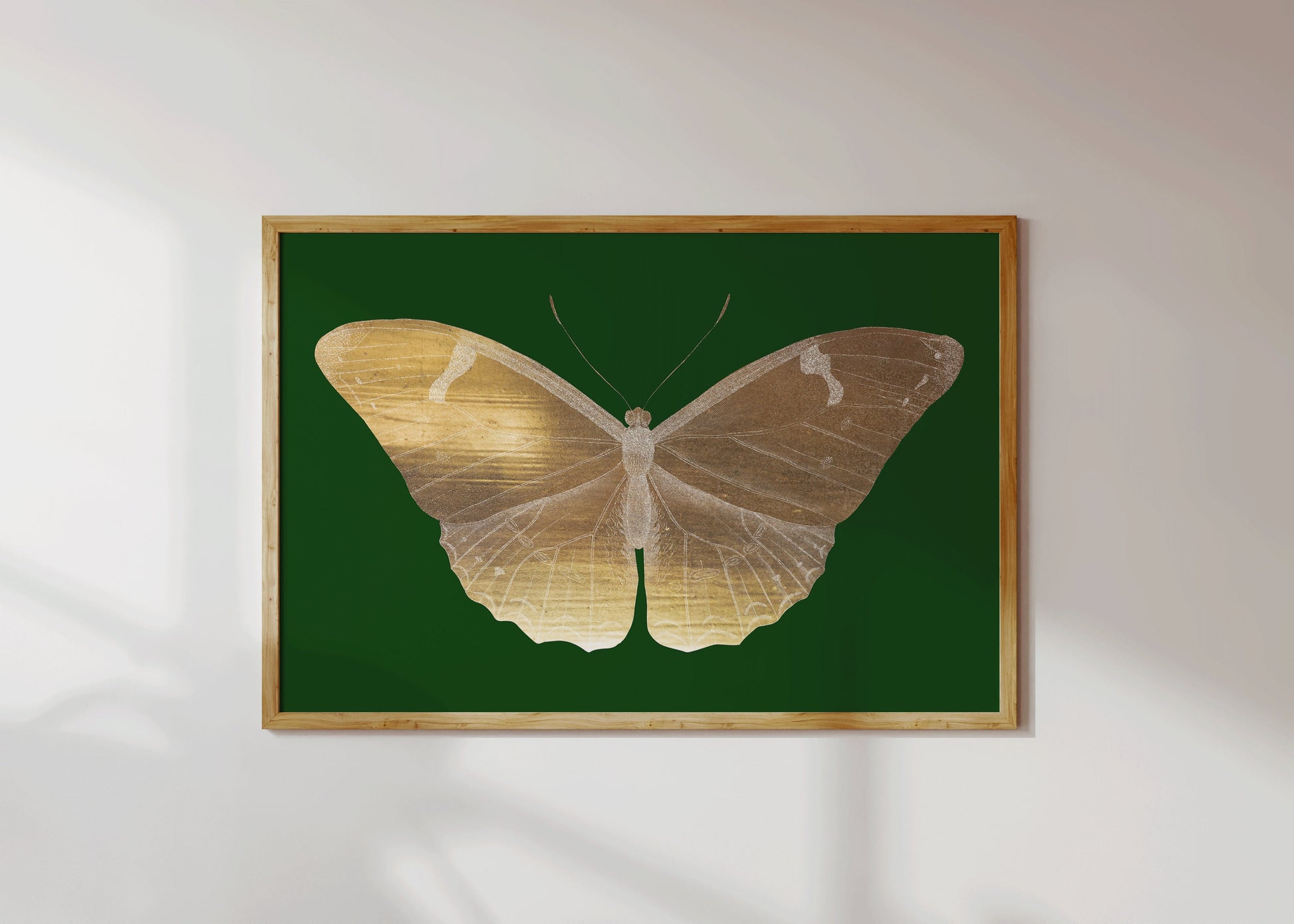 Set of 2 Vintage Gold Butterfly Art Print Emerald Green Dark Academia Style Aesthetic Art Print Home Office Decor Ready to hang Framed Gift