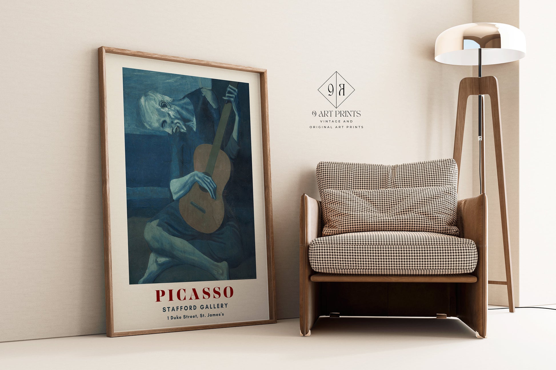 Framed Picasso The Old Guitarist Famous Painting Art Print Exhibition Museum Poster Ready to Hang Home Office Decor Gift Idea Blue Period