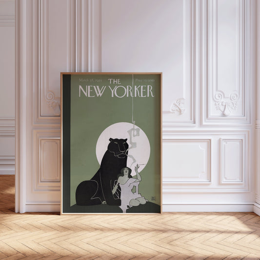 Framed New Yorker Cover Vintage Magazine Green White Issue March 1925 Poster Portrait Modern Gallery Framed Ready to Hang Home Office Decor