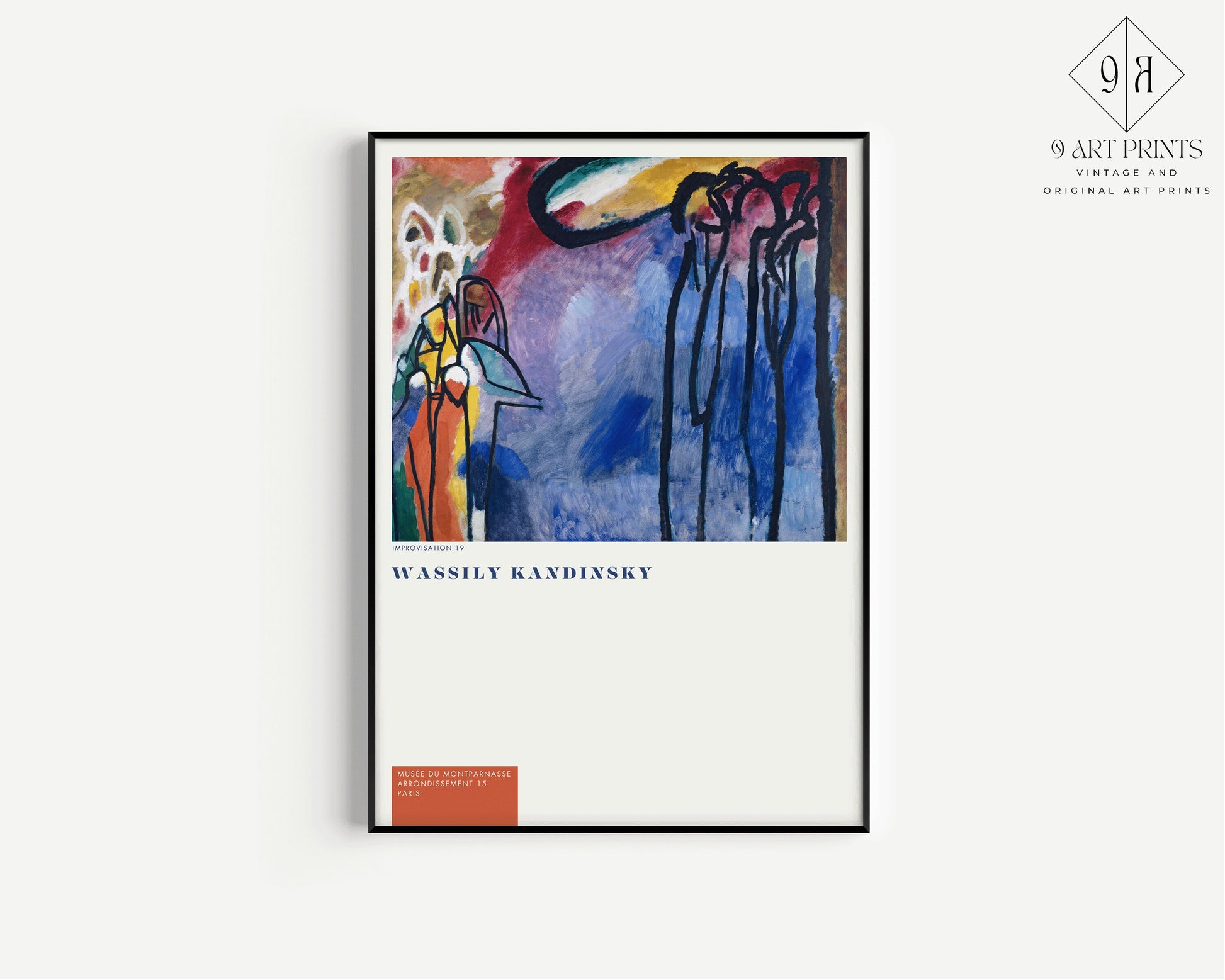 Framed Kandinsky Abstract Famous Painting Improvisation 19 Museum Exhibition Poster Framed Ready to Hang Museum Home Office Decor