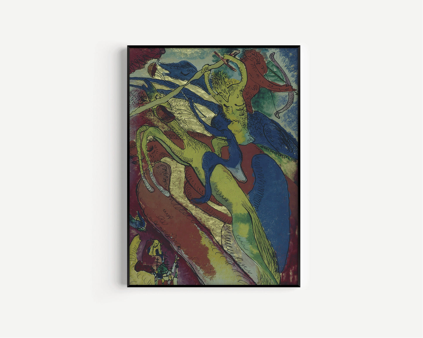 Framed Wassily Kandinsky Apocalyptic Riders Famous Painting Modern Museum Poster Framed Ready to Hang Museum Home Office Decor