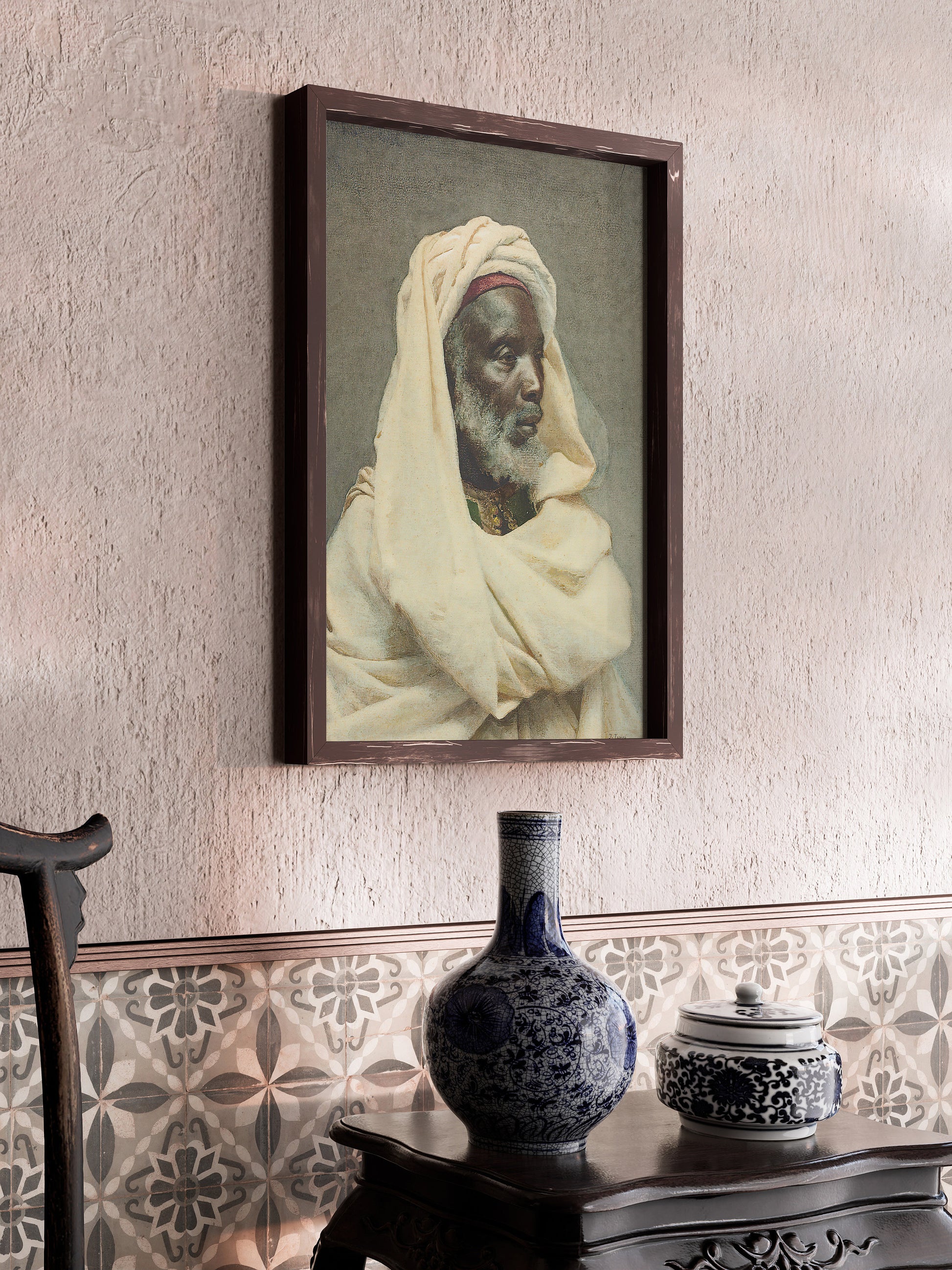 Josep Tapiró Baró Moorish Elder Orientalist Fine Art Famous Iconic Painting Vintage Ready to hang Framed Home Office Decor Print Gift Idea