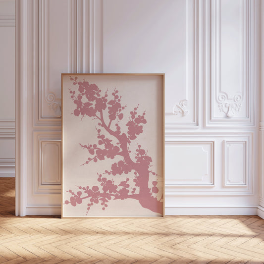 Framed White Pink Japanese Pattern Print Sakura Exhibition Poster Cherry Blossom Set Japanese Minimalism Ready to hang Home Office Decor