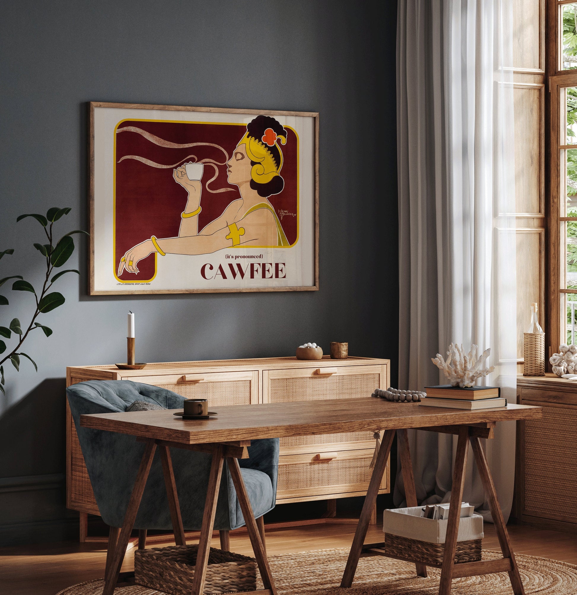 It's Pronounced CAWFEE - Vintage George Meunier Art | Funny Typography Coffee Poster (available framed or unframed)