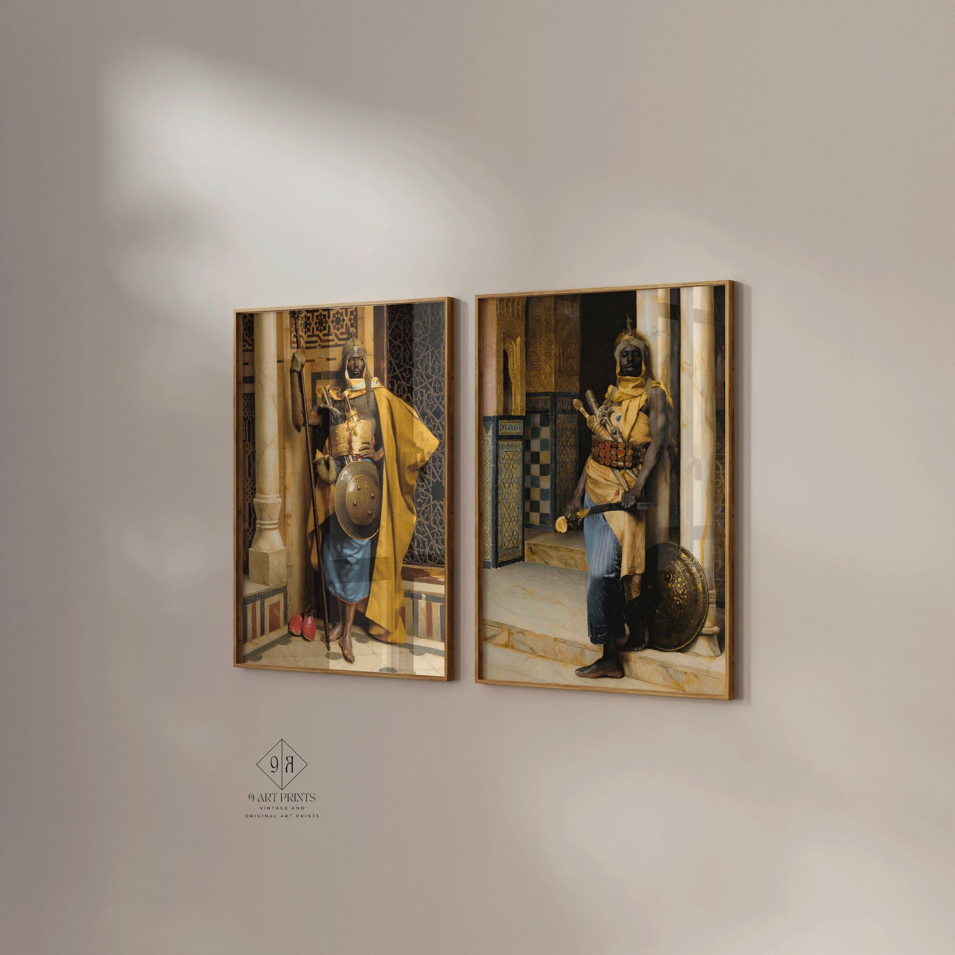 Set of 2 Ludwig Deutsch - The Nubian Guards | Vintage Orientalist Art (available framed or unframed)