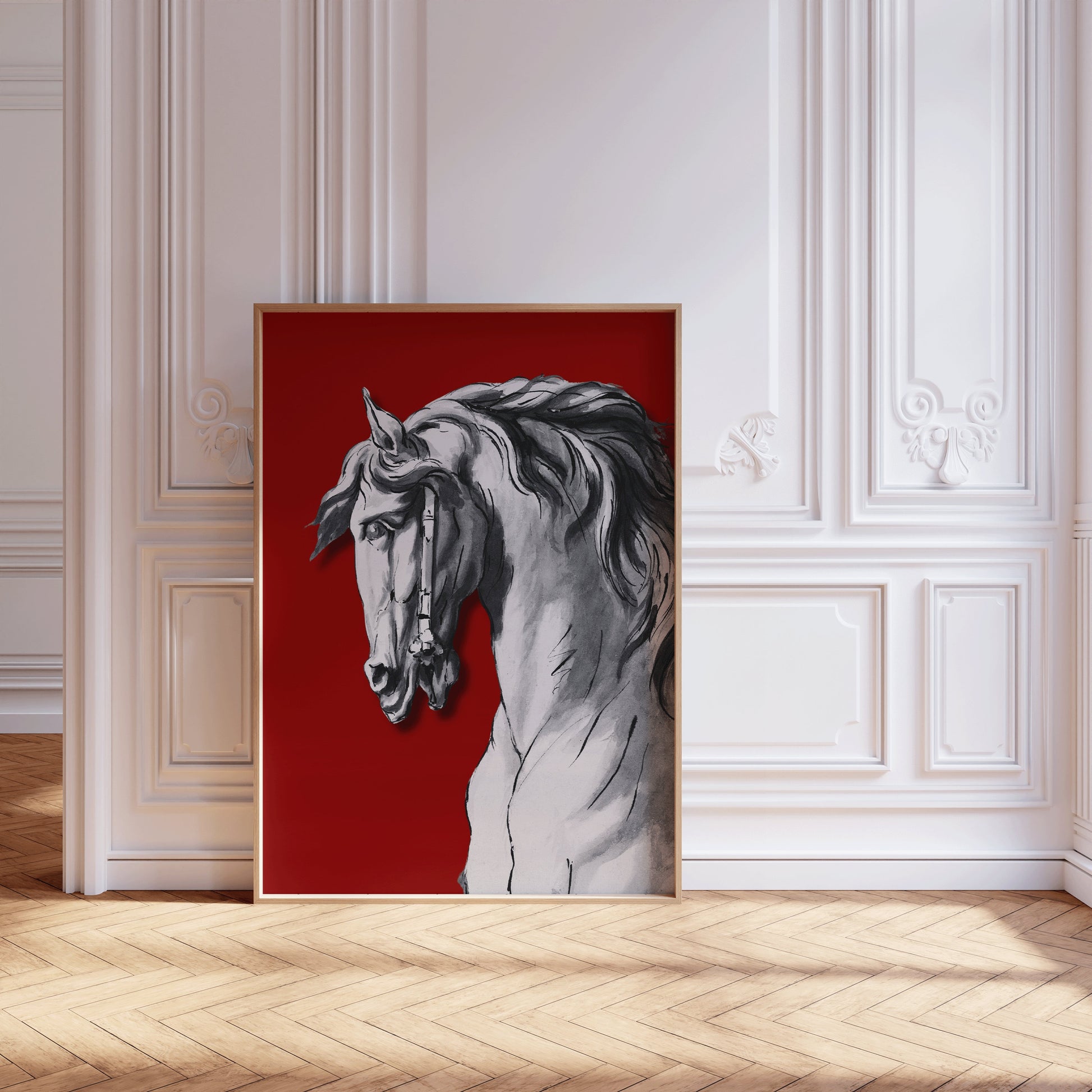 John Michael Rysbrack - Study of a Horse's Head | Vintage Art Pop Remix Poster (available framed or unframed)