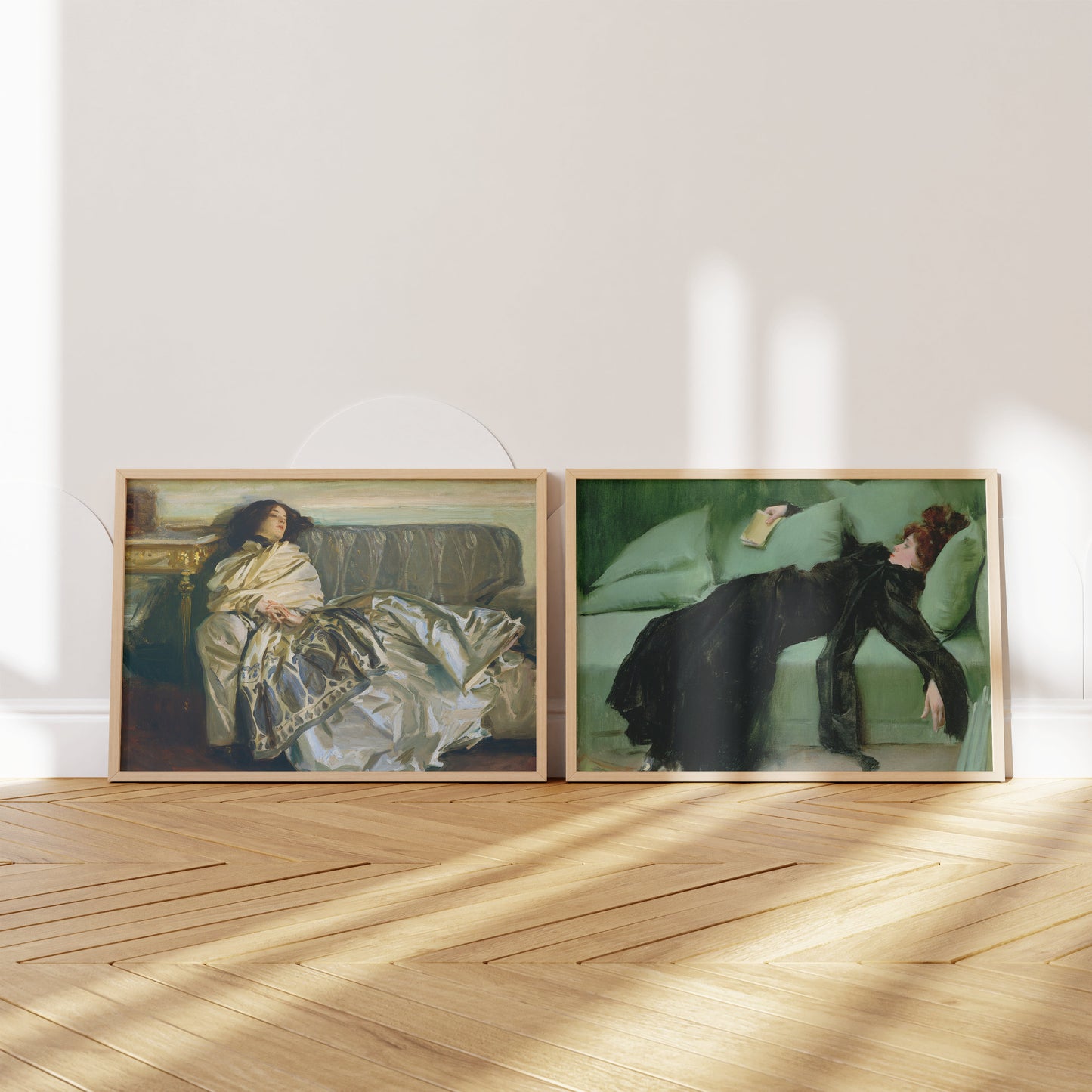 Set of 2 Tired Ladies | Ramon Casas After the Dance and John Singer Sargent's NonChaloir | Classic Art (available framed or unframed)