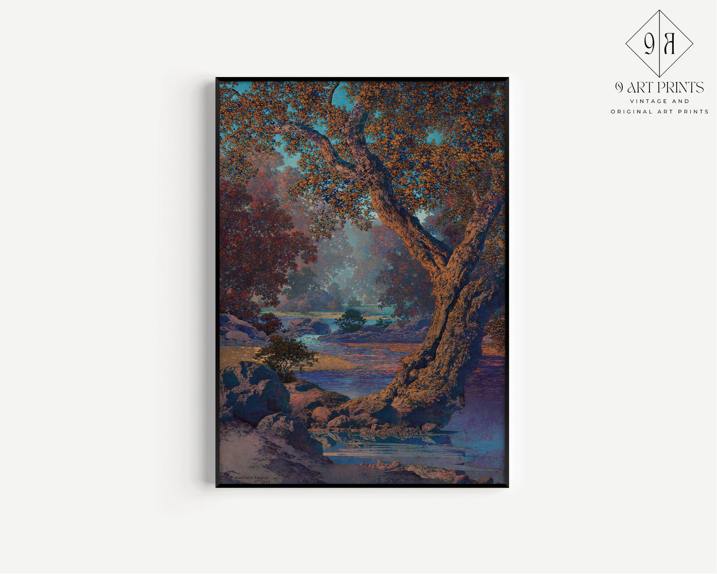 Maxfield Parrish - Autumn Brook | Colorful Maximalist American Classic Art (available framed or unframed)