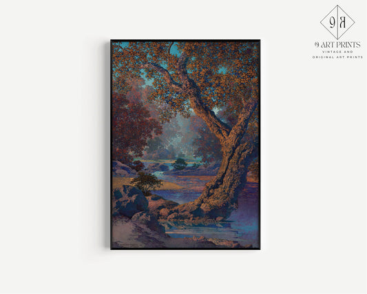 Maxfield Parrish - Autumn Brook | Colorful Maximalist American Classic Art (available framed or unframed)