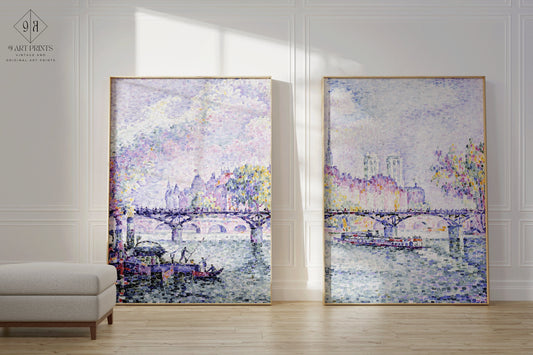 Set of 2 Paul Signac - Le Pont des Arts | Lilac Impressionist Art (available framed or unframed)
