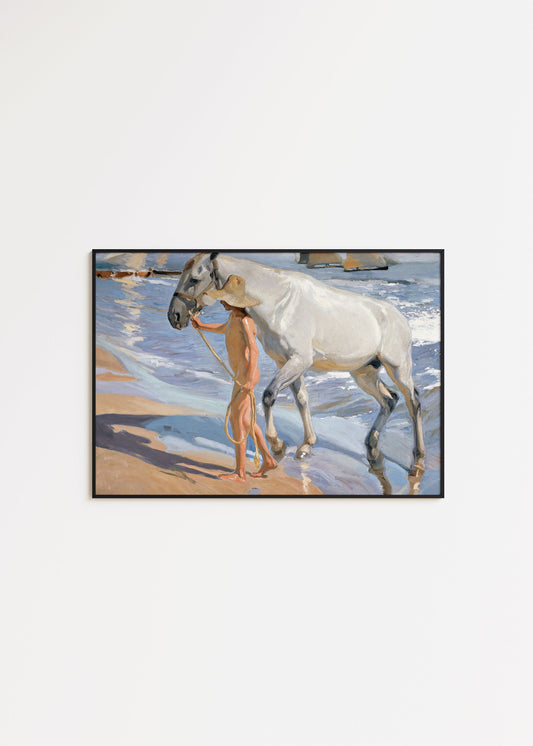 Joaquín Sorolla y Bastida - The Horse's Bath | Spanish Impressionist Painting (available framed or unframed)