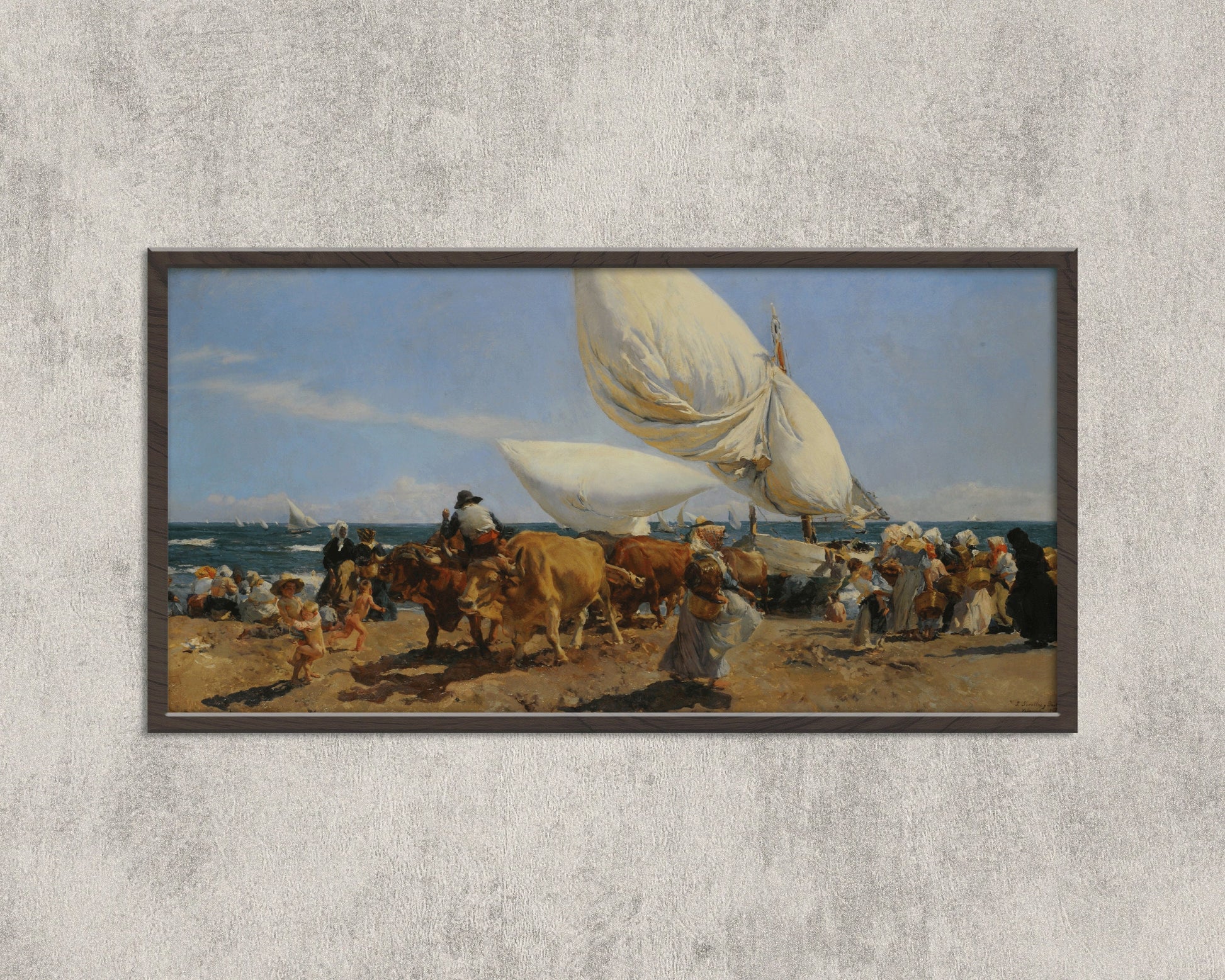 Joaquín Sorolla y Bastida - The Return of the Fish Classic Impressionist Wide Panoramic Art (available framed or unframed)