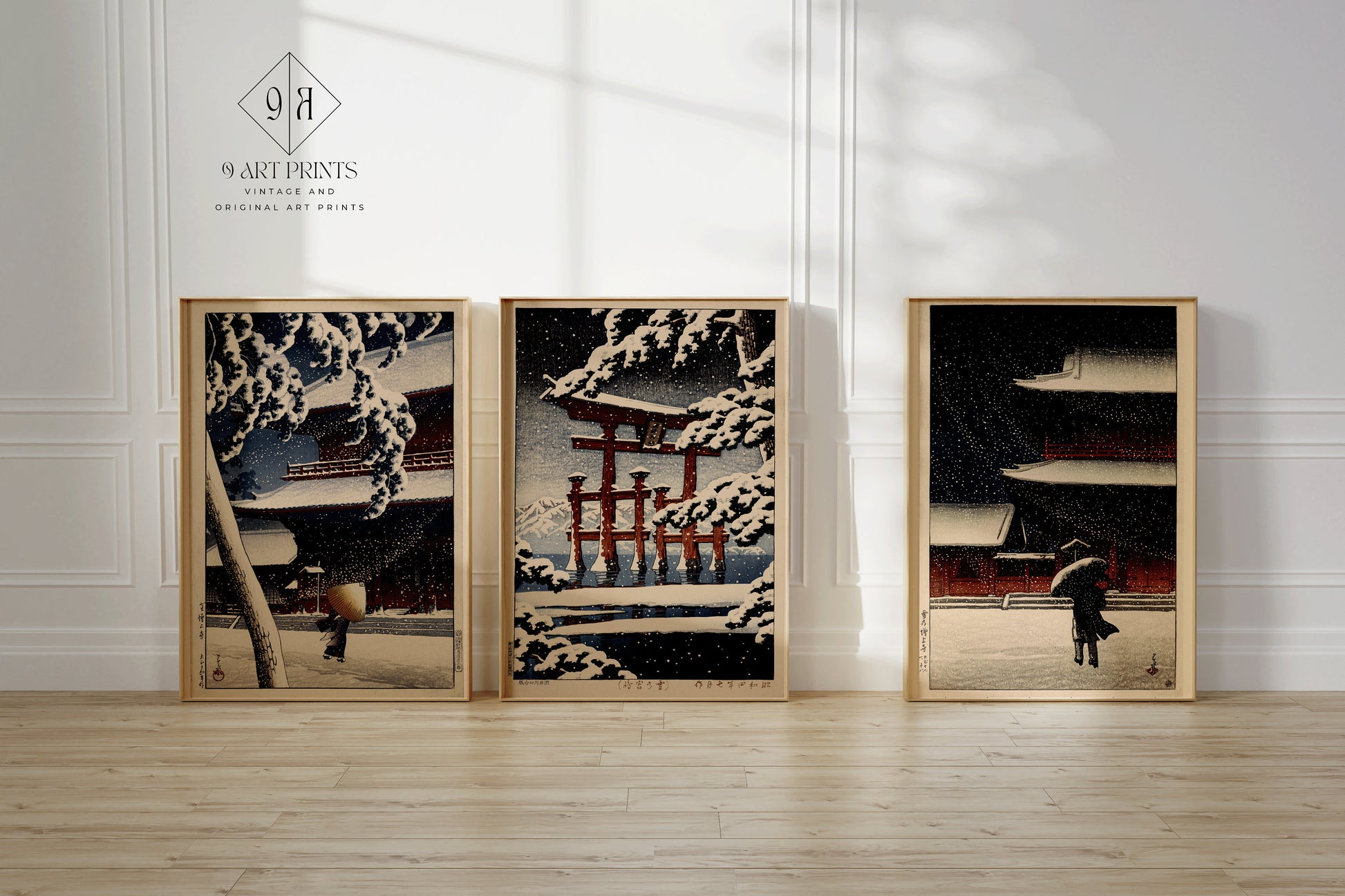 Kawase Hasui - Set of 3 Art Prints Zojozi Temple and Miyajima | Classic Japanese Shin Hanga Ukiyo-e Art (available framed or unframed)