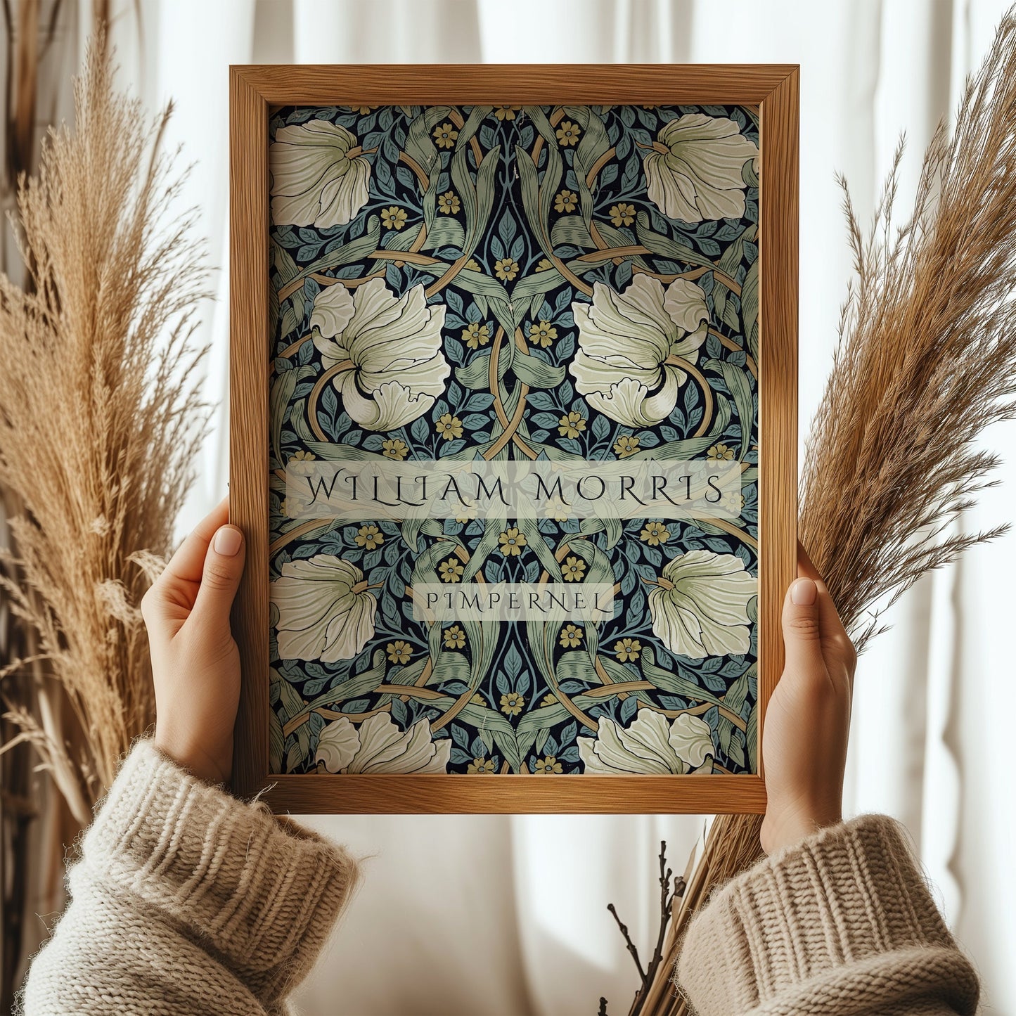 William Morris - Pimpernel | Vintage Sage Green Botanical Poster (available framed or unframed)