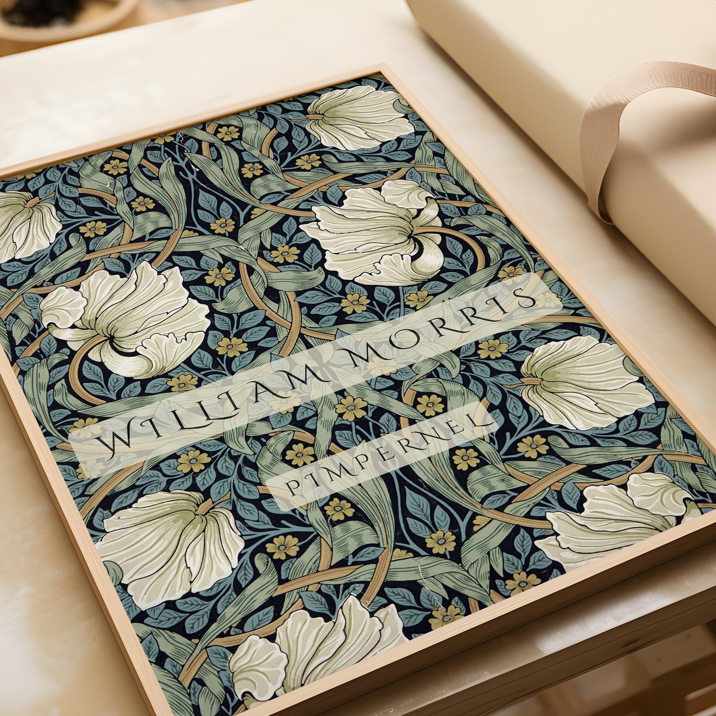 William Morris - Pimpernel | Vintage Sage Green Botanical Poster (available framed or unframed)