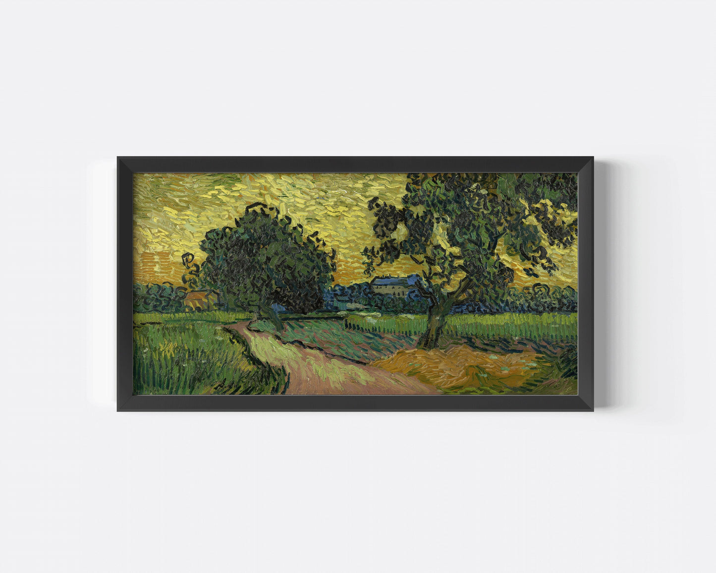 Vincent Van Gogh – Landscape at Twilight | Vintage Impressionist Wide Panoramic Art (available framed or unframed)