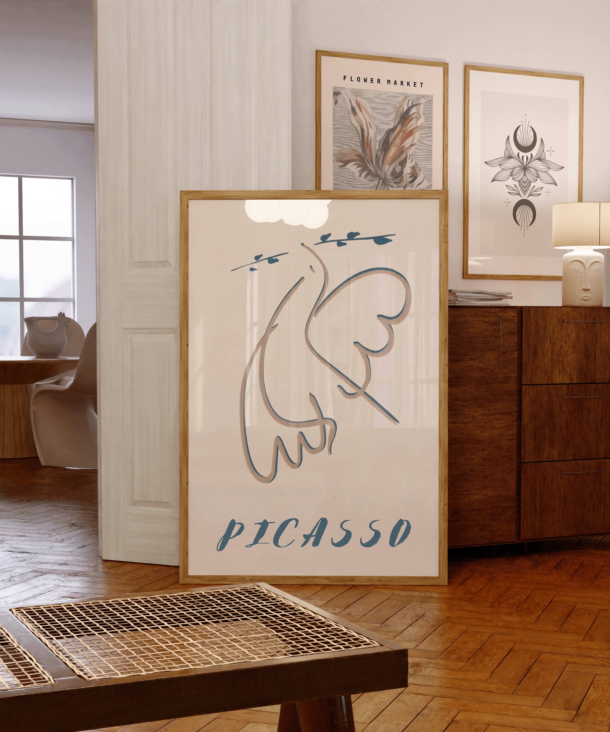 PICASSO - Peace Dove | Famous Neutral Sketch Art (available framed or unframed)