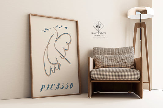 PICASSO - Peace Dove | Famous Neutral Sketch Art (available framed or unframed)