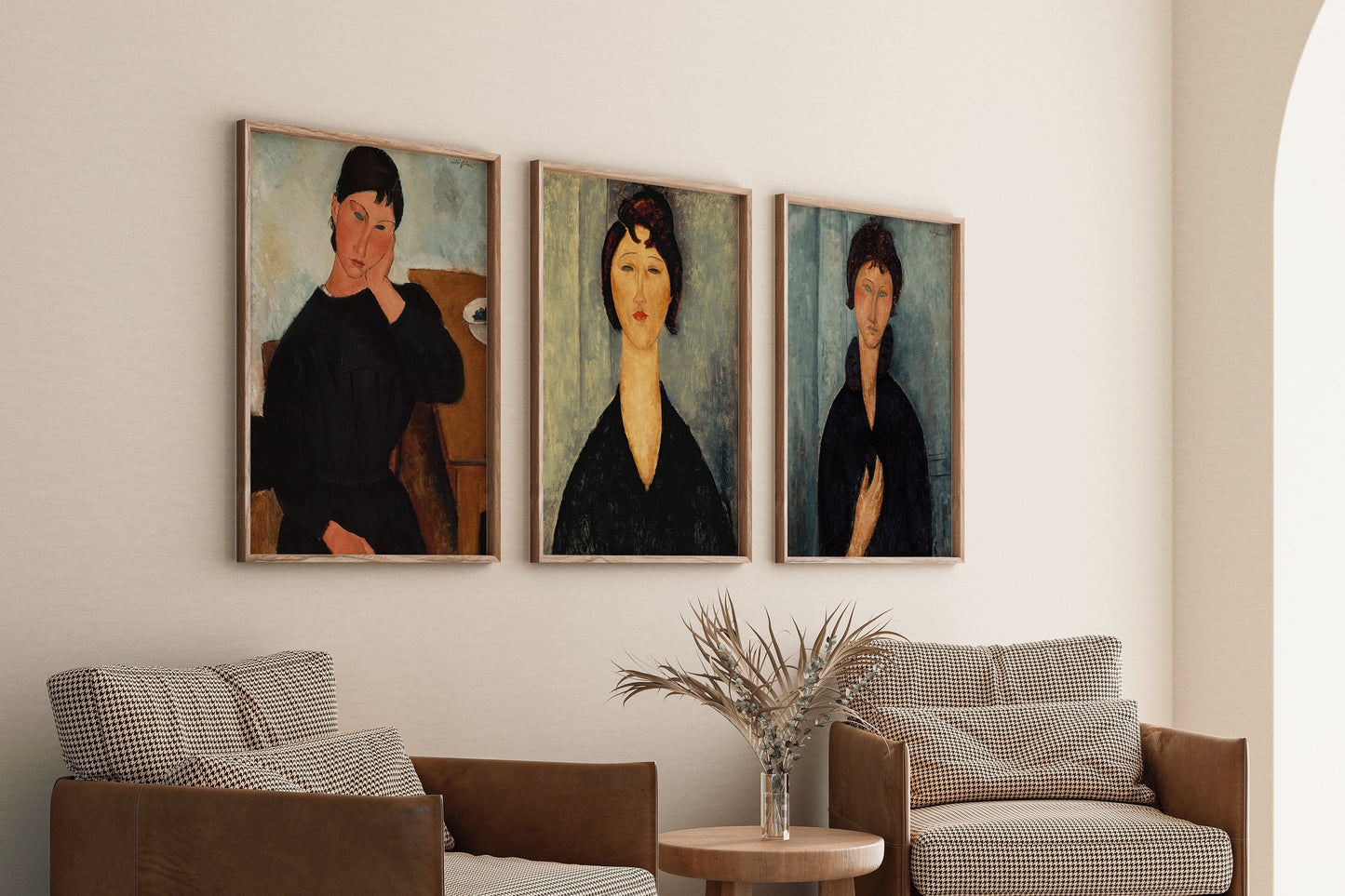 Amadeo Modigliani - Set of 3 Women in Black | Classic Paintings (available framed or unframed)
