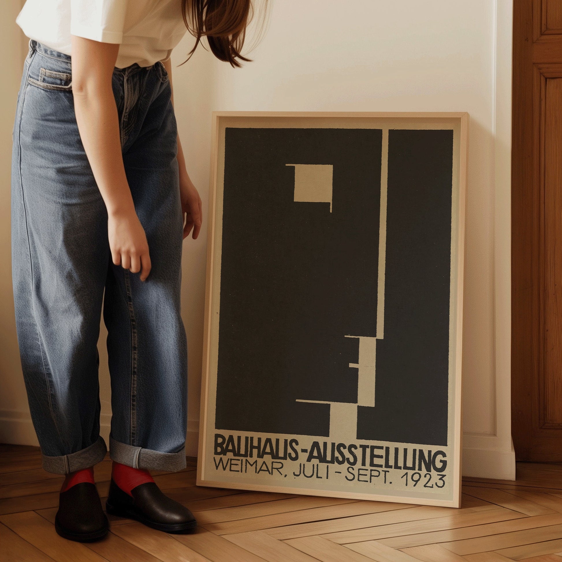 Framed Bauhaus Vintage Ausstellung Poster Mid-Century Modern Art Print 60s Vintage Museum Minimalist Abstract Ready to hang Framed Decor