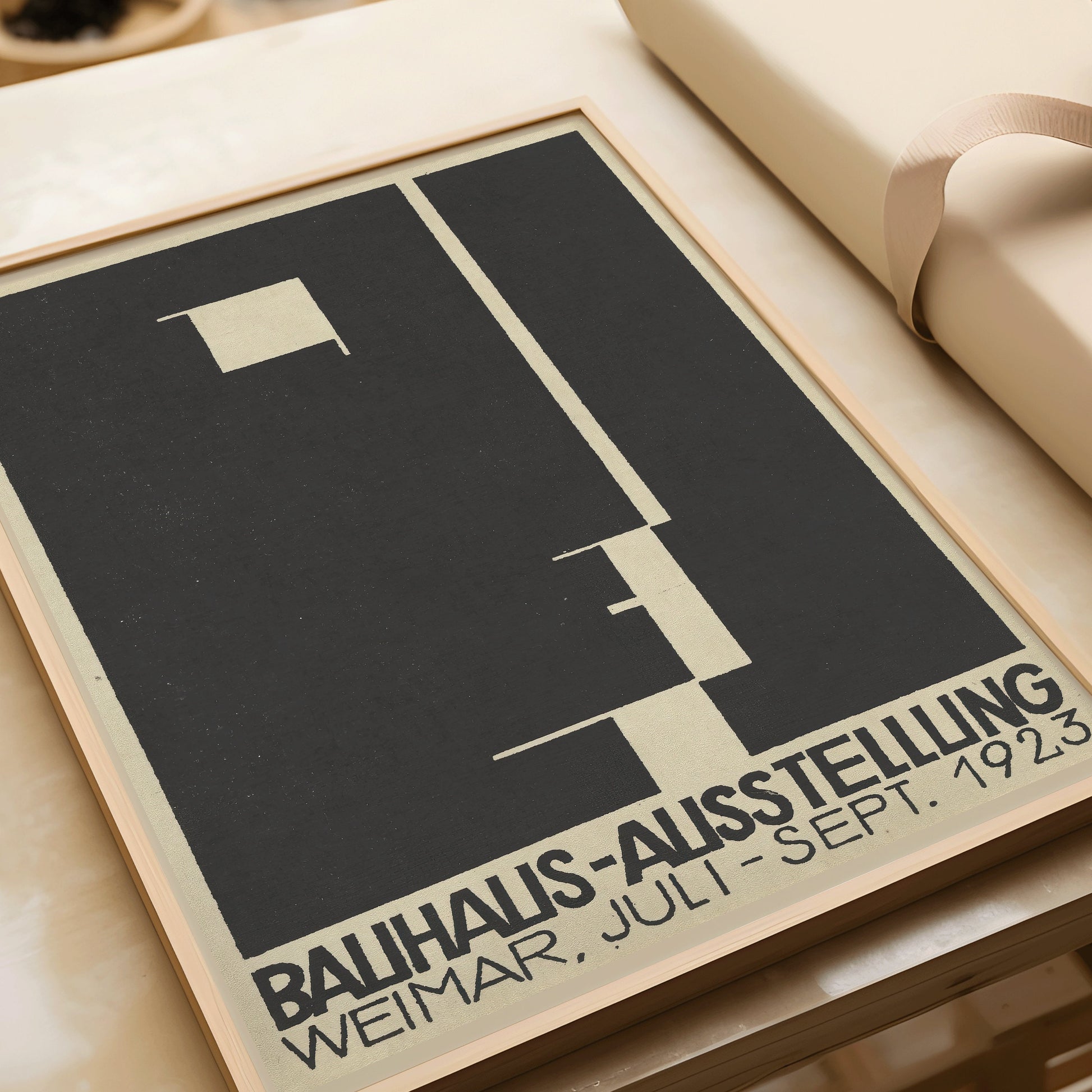 Framed Bauhaus Vintage Ausstellung Poster Mid-Century Modern Art Print 60s Vintage Museum Minimalist Abstract Ready to hang Framed Decor