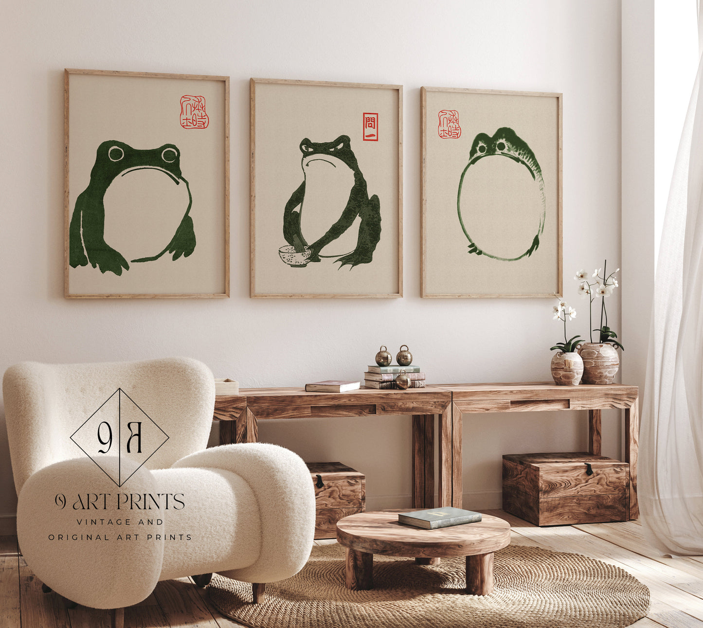 Matsumoto Hoji - Three Frogs | Vintage Japanese Woodblock Art (available framed or unframed)