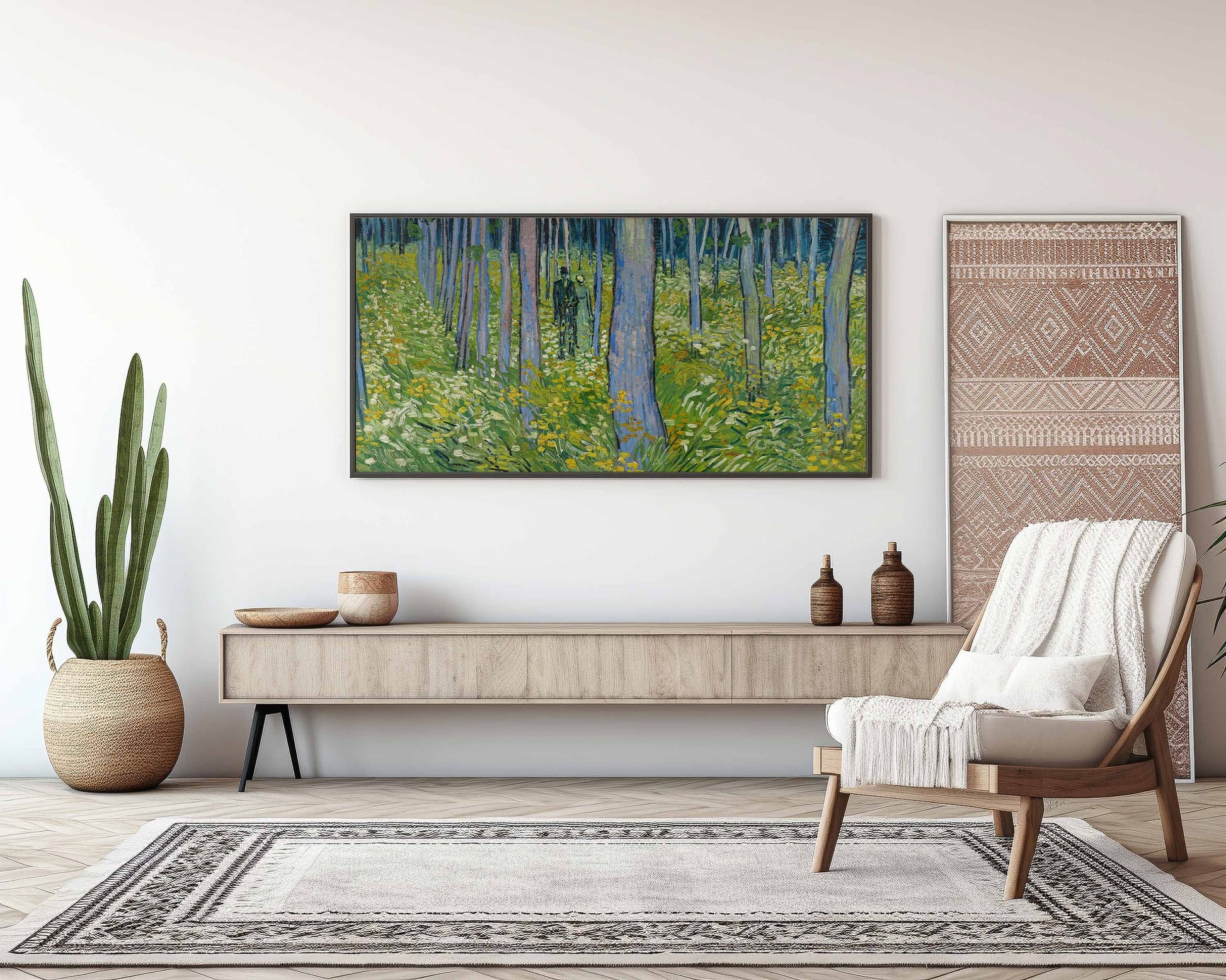 Vincent Van Gogh – Undergrowth with Two Figures | Vintage Impressionist Wide Panoramic Art (available framed or unframed)