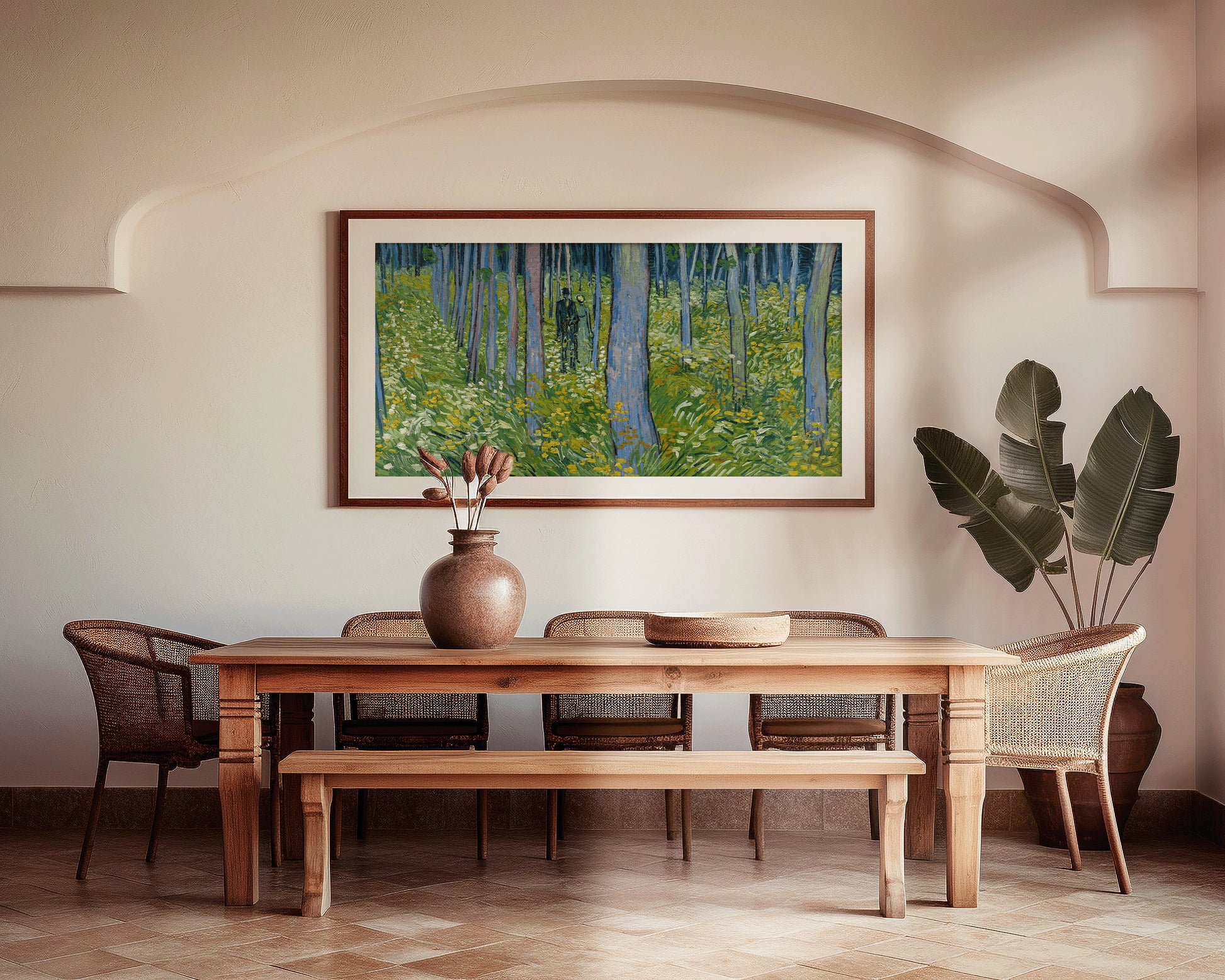 Vincent Van Gogh – Undergrowth with Two Figures | Vintage Impressionist Wide Panoramic Art (available framed or unframed)