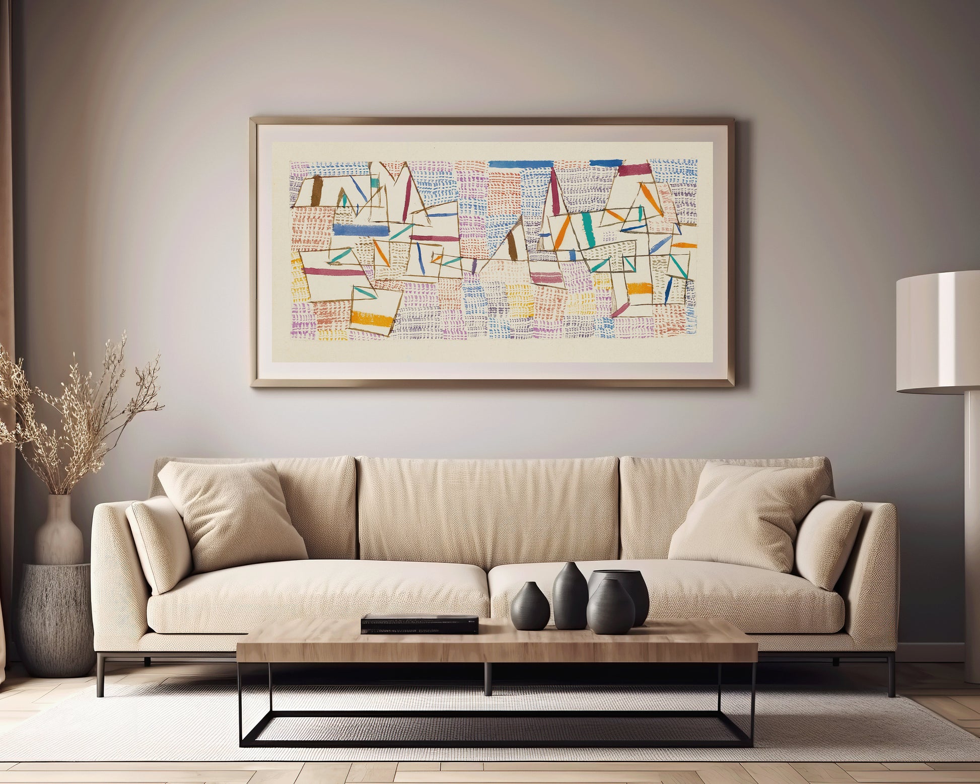 Paul Klee - Rich Harbour | Modern Abstract Wide Panoramic Art (available framed or unframed)