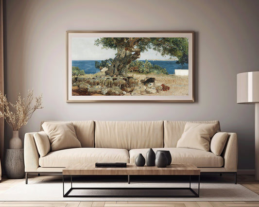 Joaquín Sorolla y Bastida - Algarrobo (The Carob Tree) (1899) | Classic Impressionist Wide Panoramic Art (available framed or unframed)