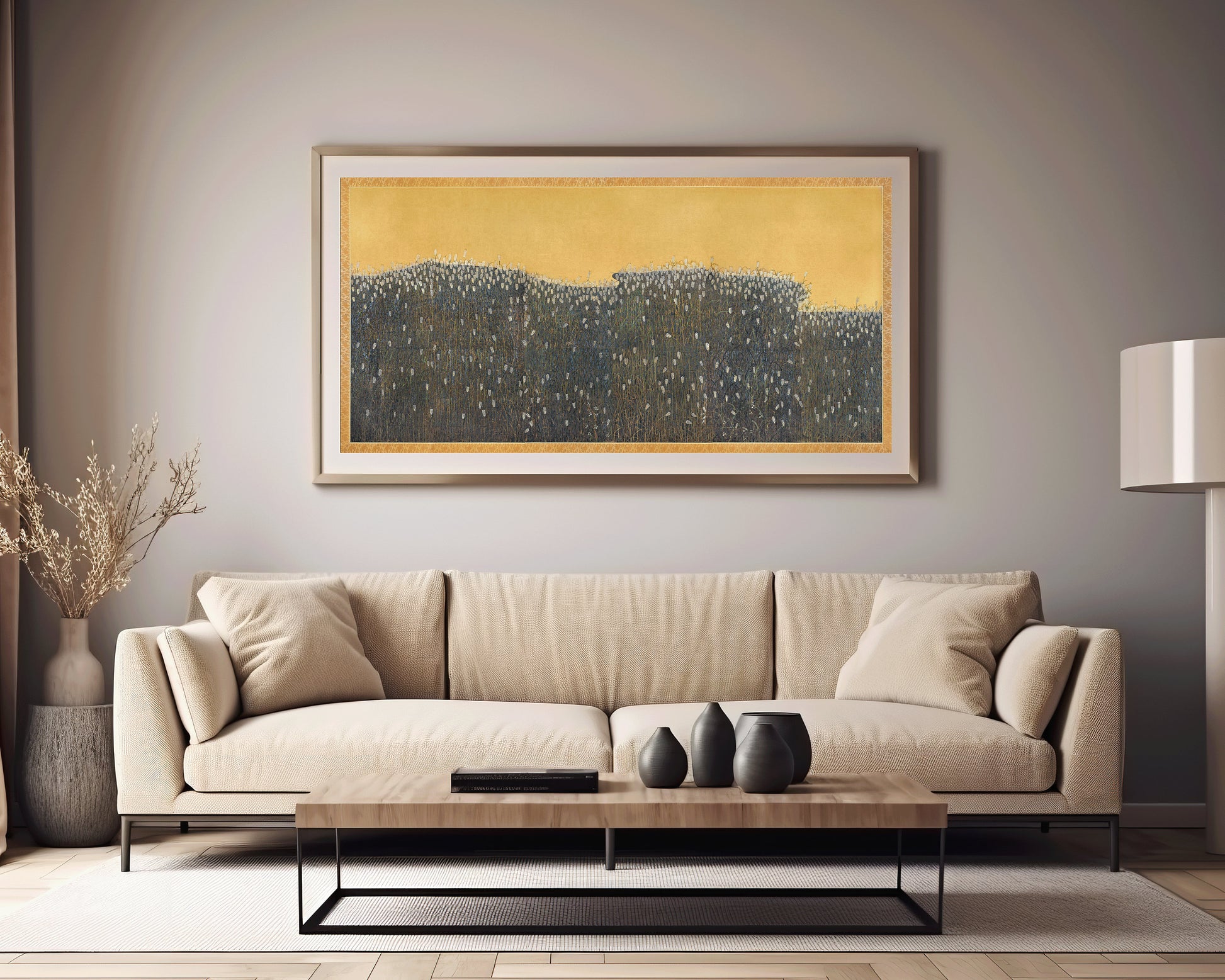 Barley Field - Vintage 17th Century European Art by Anonymous | Classic Wide Panoramic Art (available framed or unframed)