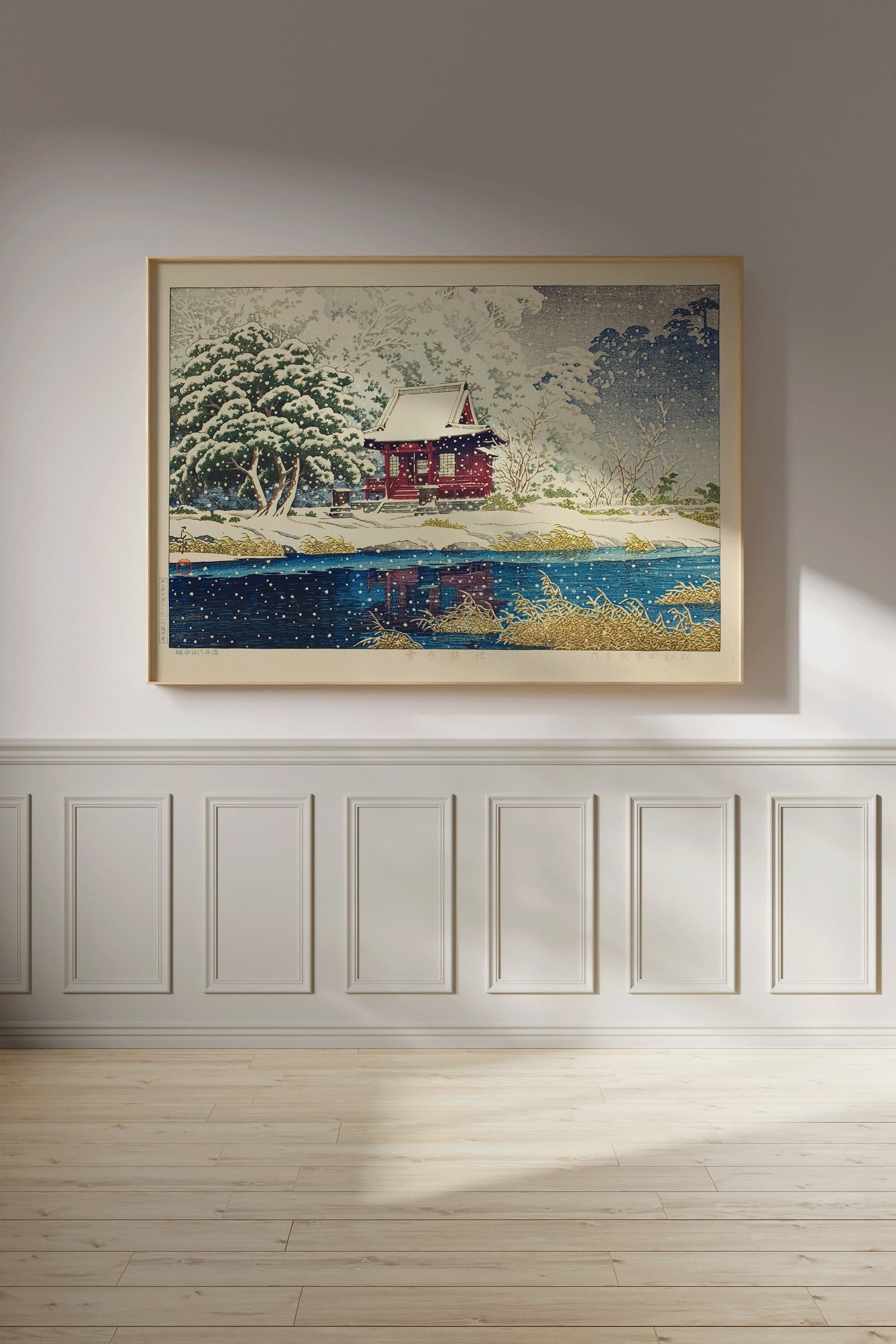 Kawase Hasui - Inokashira Benten Shrine | Japanese Vintage Woodblock Art Winter Scene (available framed or unframed)