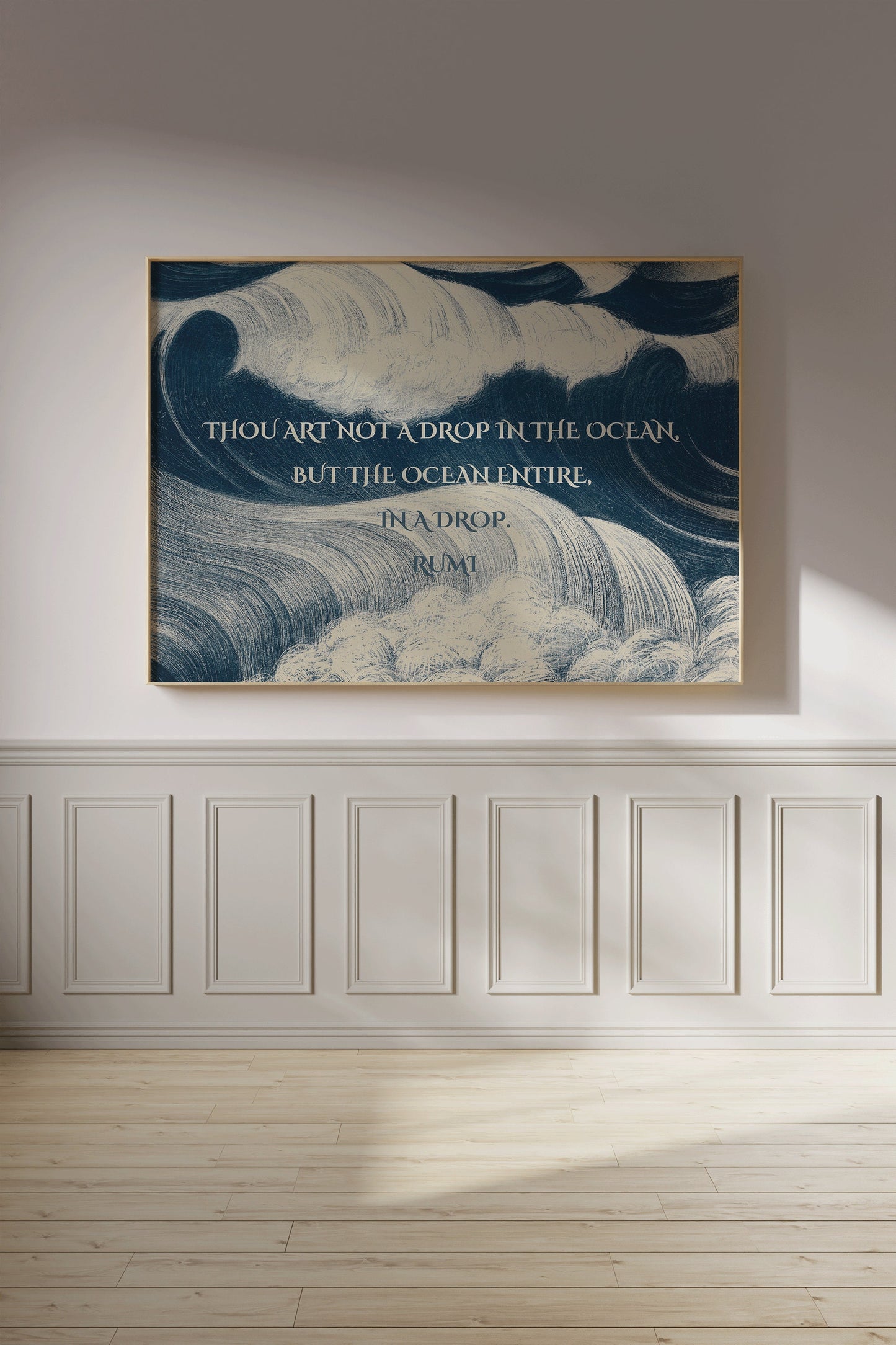 Framed Rumi OCEAN Poster Inspirational Quote Typography Text Positive quote print Best friend Gift family Idea home decor Blue Wall Art