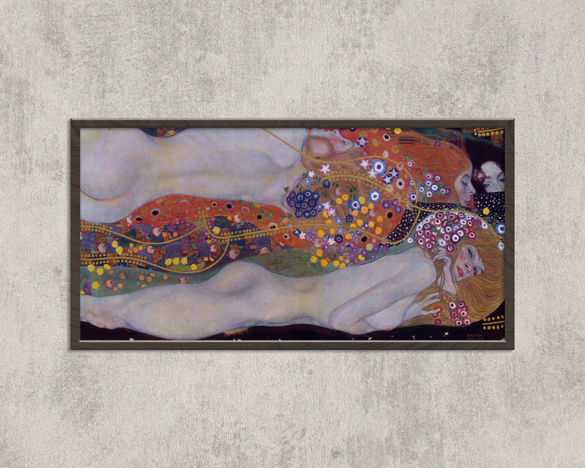 Gustav Klimt - Water Serpents II | Vintage Wide Panoramic Art (available framed or unframed)