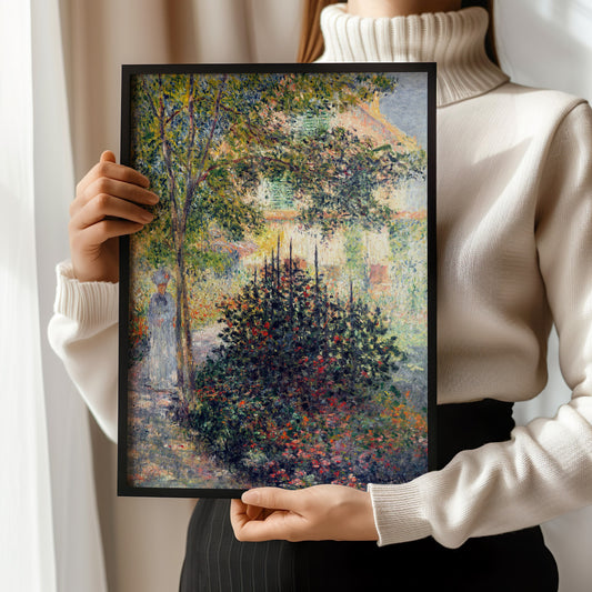 Claude Monet - Camille Monet at the Garden at Argenteuil | Famous Impressionist Art (available framed or unframed)