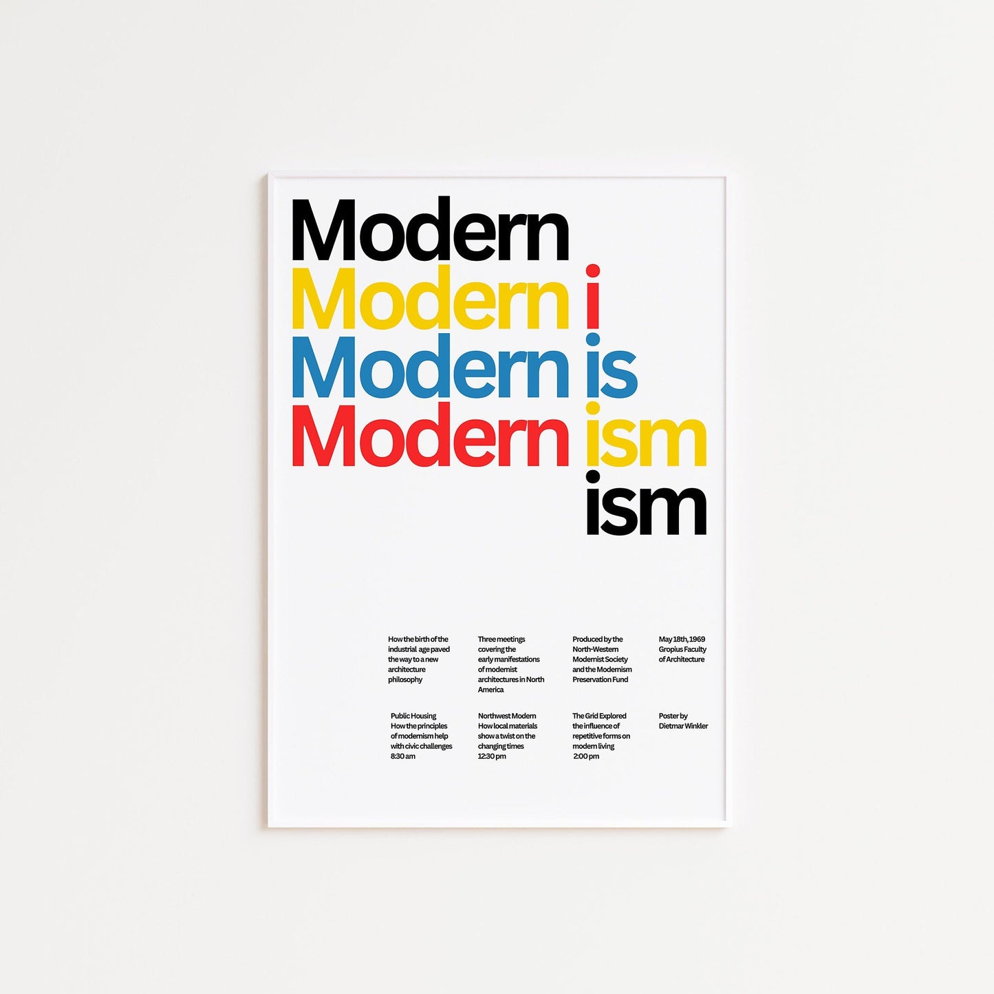 Dietmar Winkler - Modernism | Minimalist Typography Poster (Available framed or unframed)