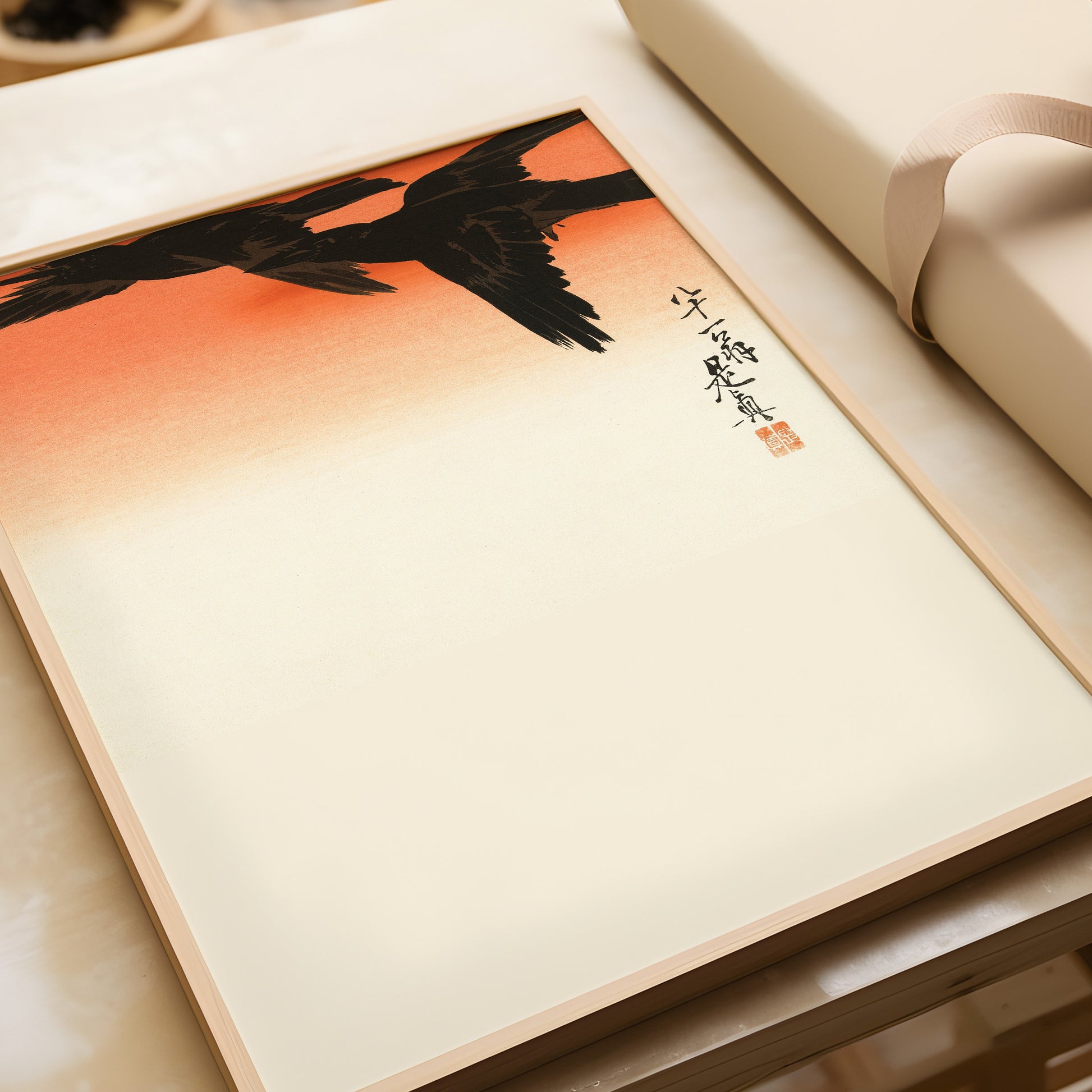 Shibata Zeshin - Crows at Dusk | Vintage Japanese Woodblock Art (available framed ready to hang or unframed)