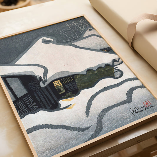 Shiro Kasamatsu - Snow Country Yukiguni | Vintage Neutral Japanese Shin-Hanga Art (available framed or unframed)